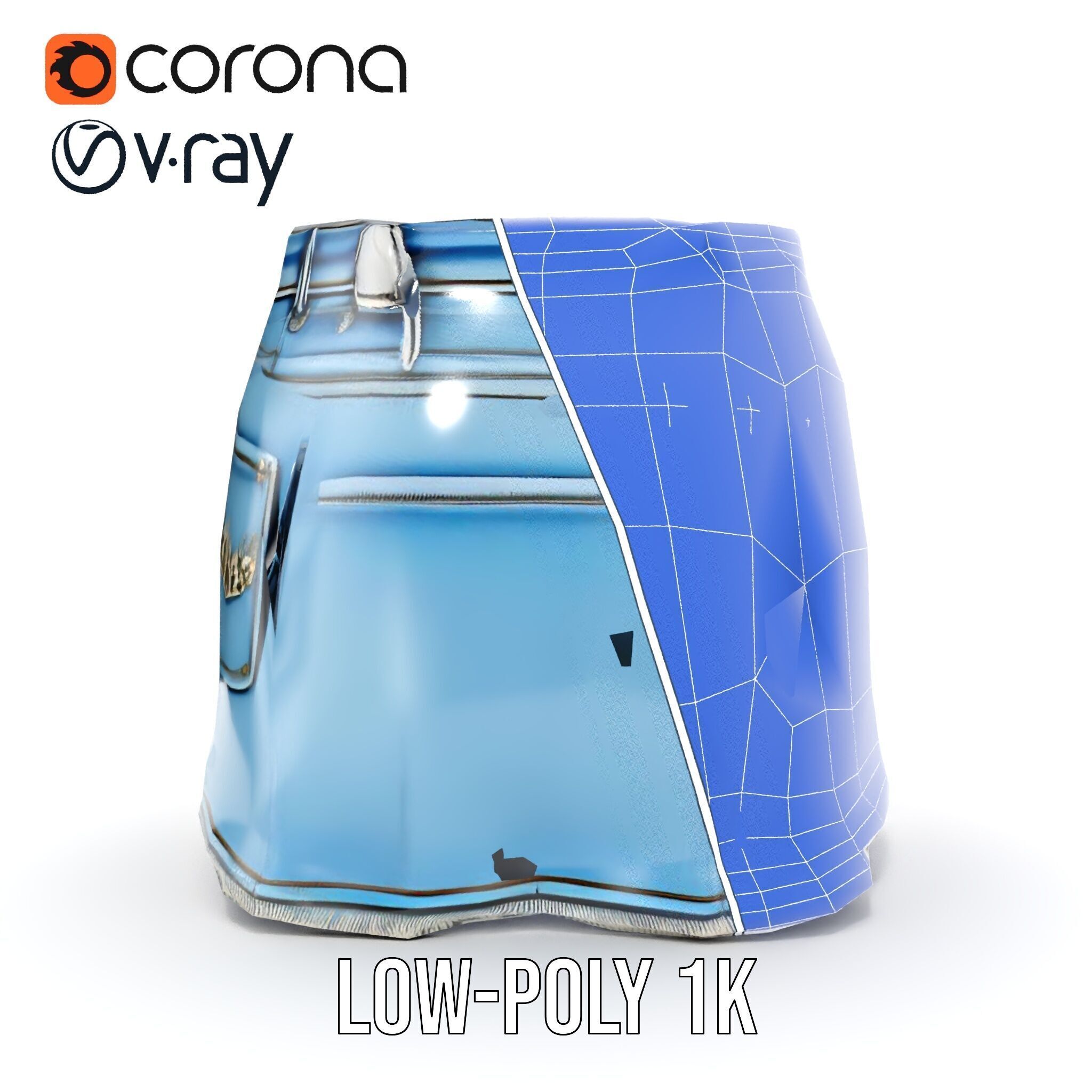 Denim Skirt with Rhinestones Model Pack Low-poly 3D model_16