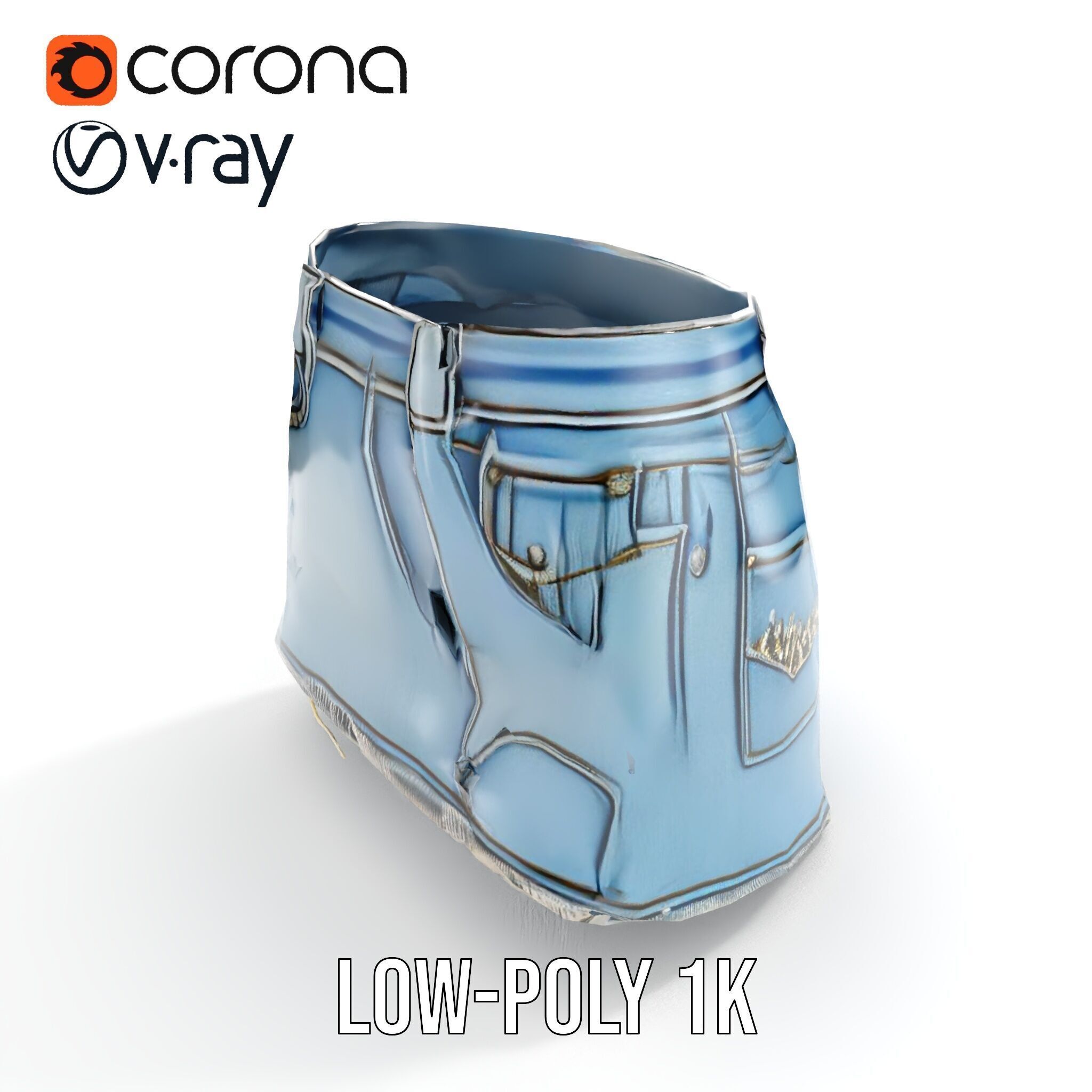 Denim Skirt with Rhinestones Model Pack Low-poly 3D model_20