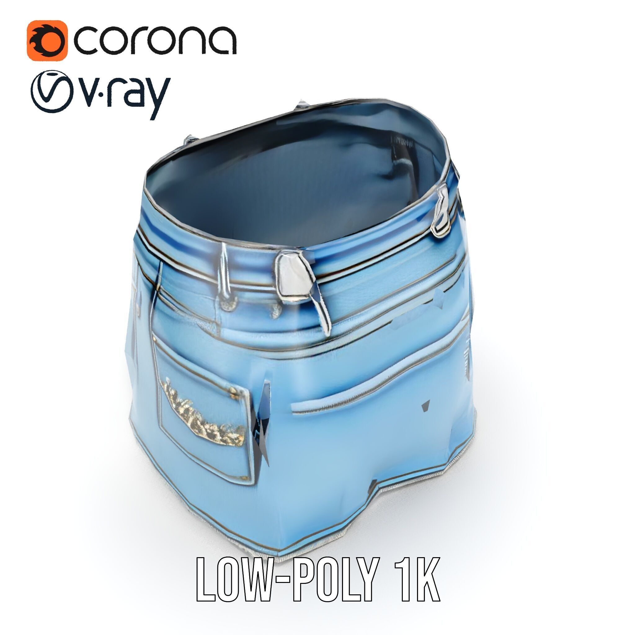 Denim Skirt with Rhinestones Model Pack Low-poly 3D model_10