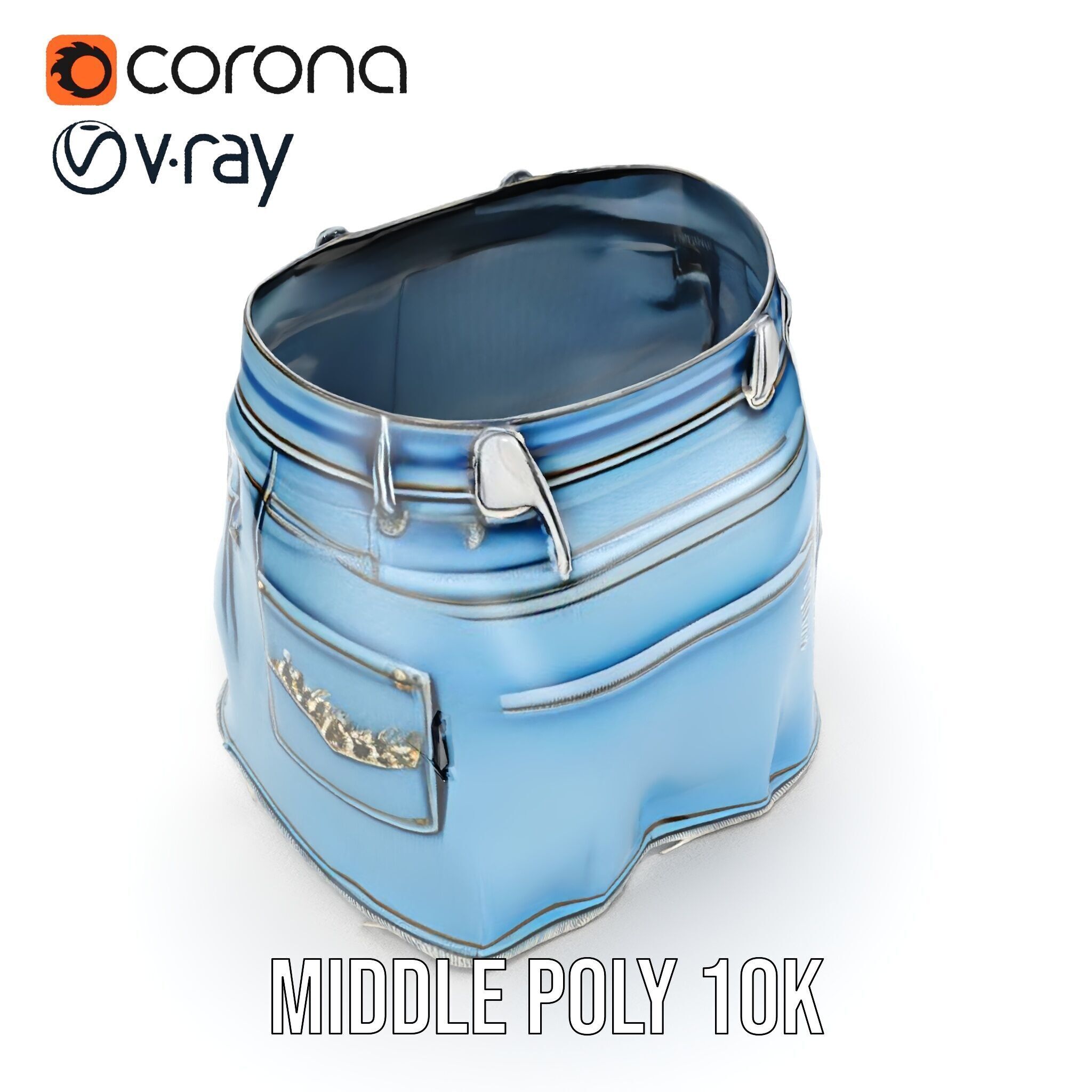 Denim Skirt with Rhinestones Model Pack Low-poly 3D model_9