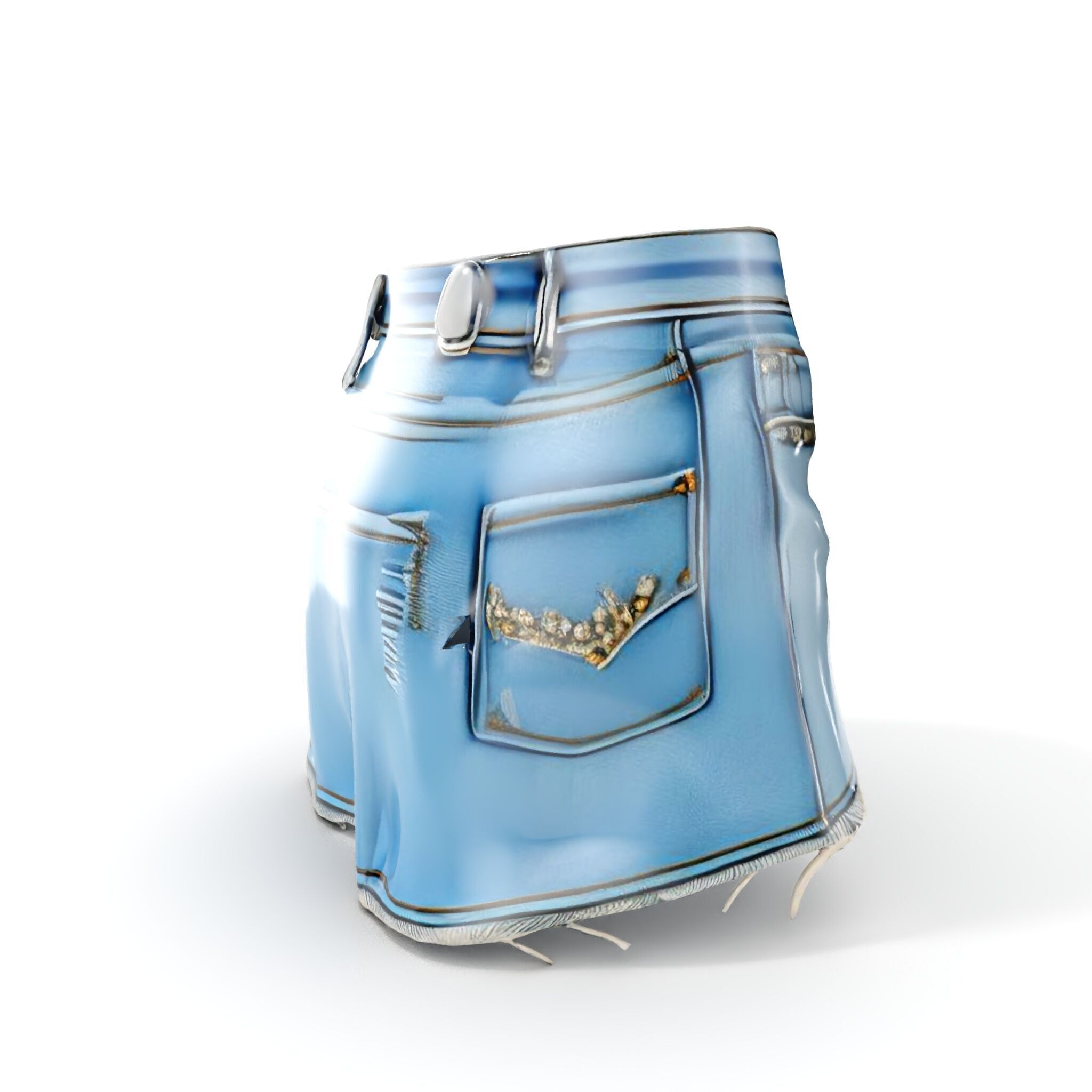 Denim Skirt with Rhinestones Model Pack Low-poly 3D model_12