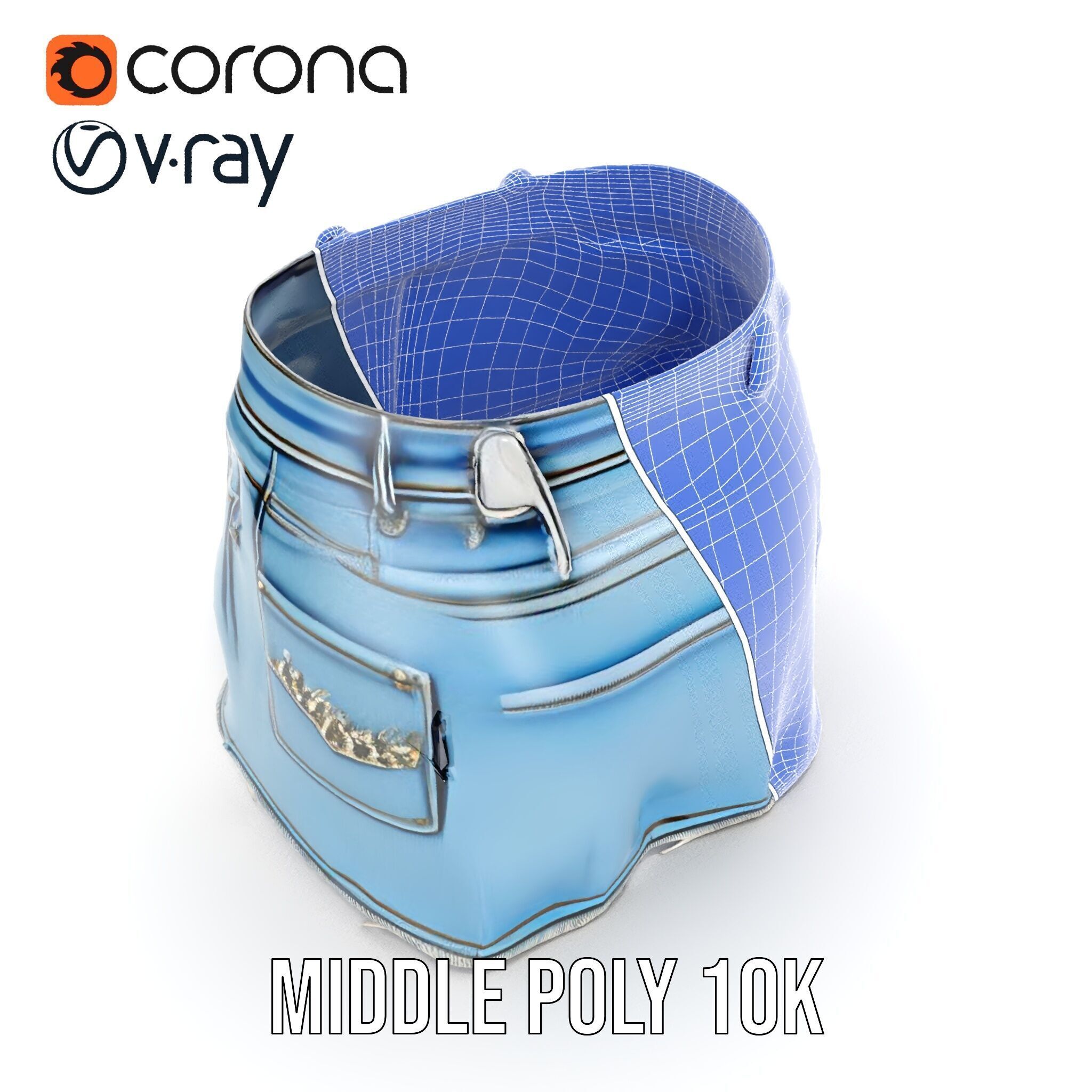 Denim Skirt with Rhinestones Model Pack Low-poly 3D model_25