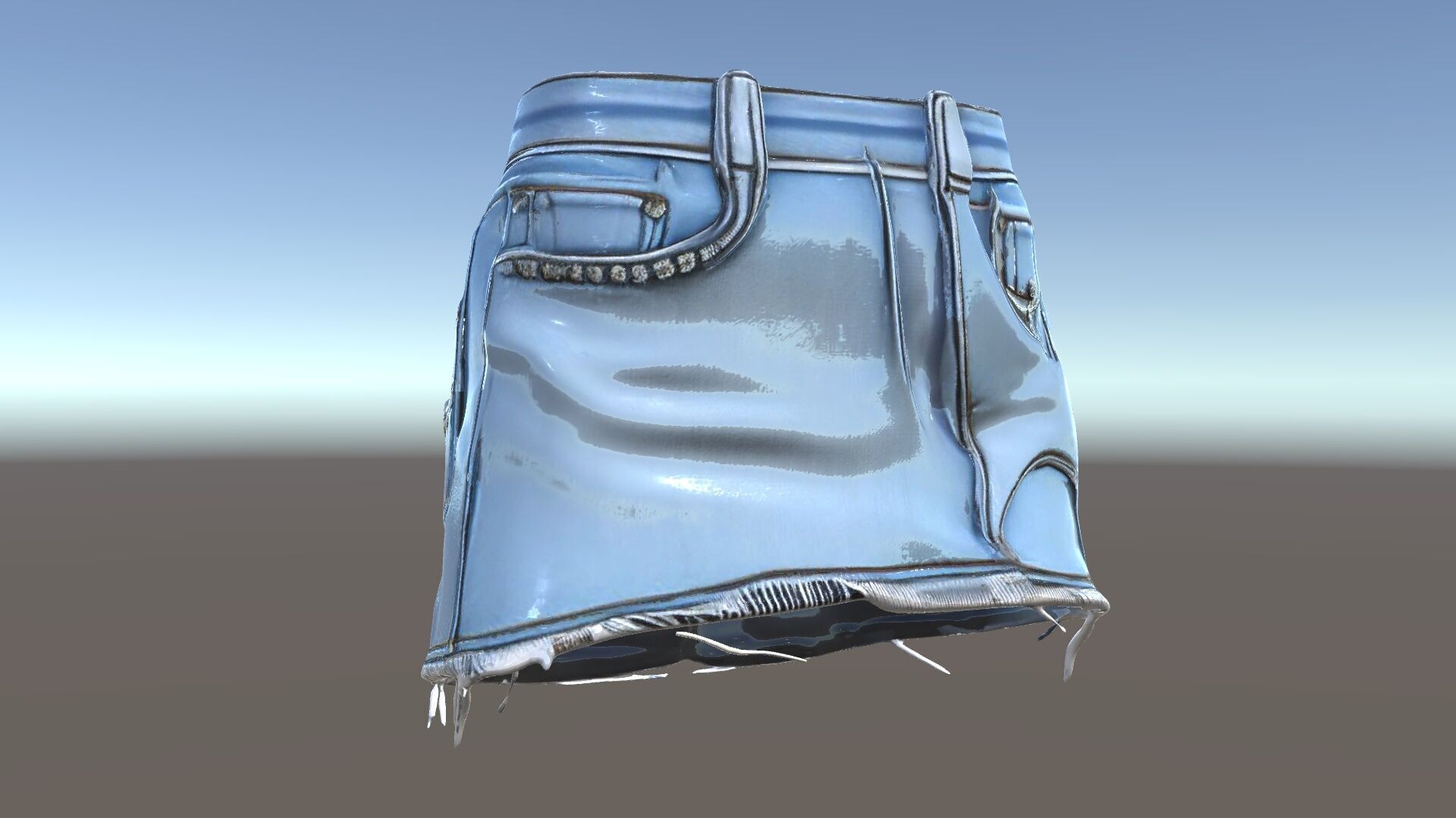 Denim Skirt with Rhinestones Model Pack Low-poly 3D model_5