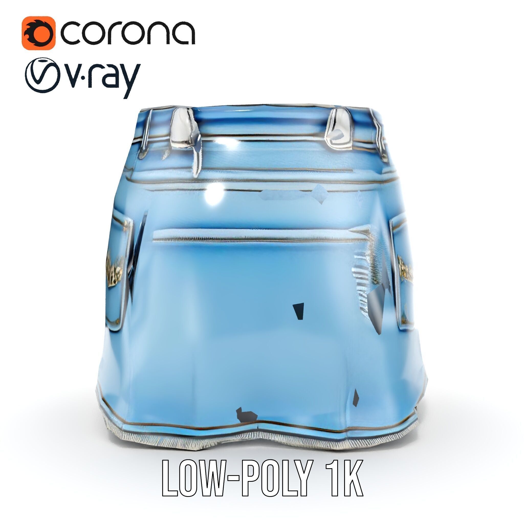 Denim Skirt with Rhinestones Model Pack Low-poly 3D model_13