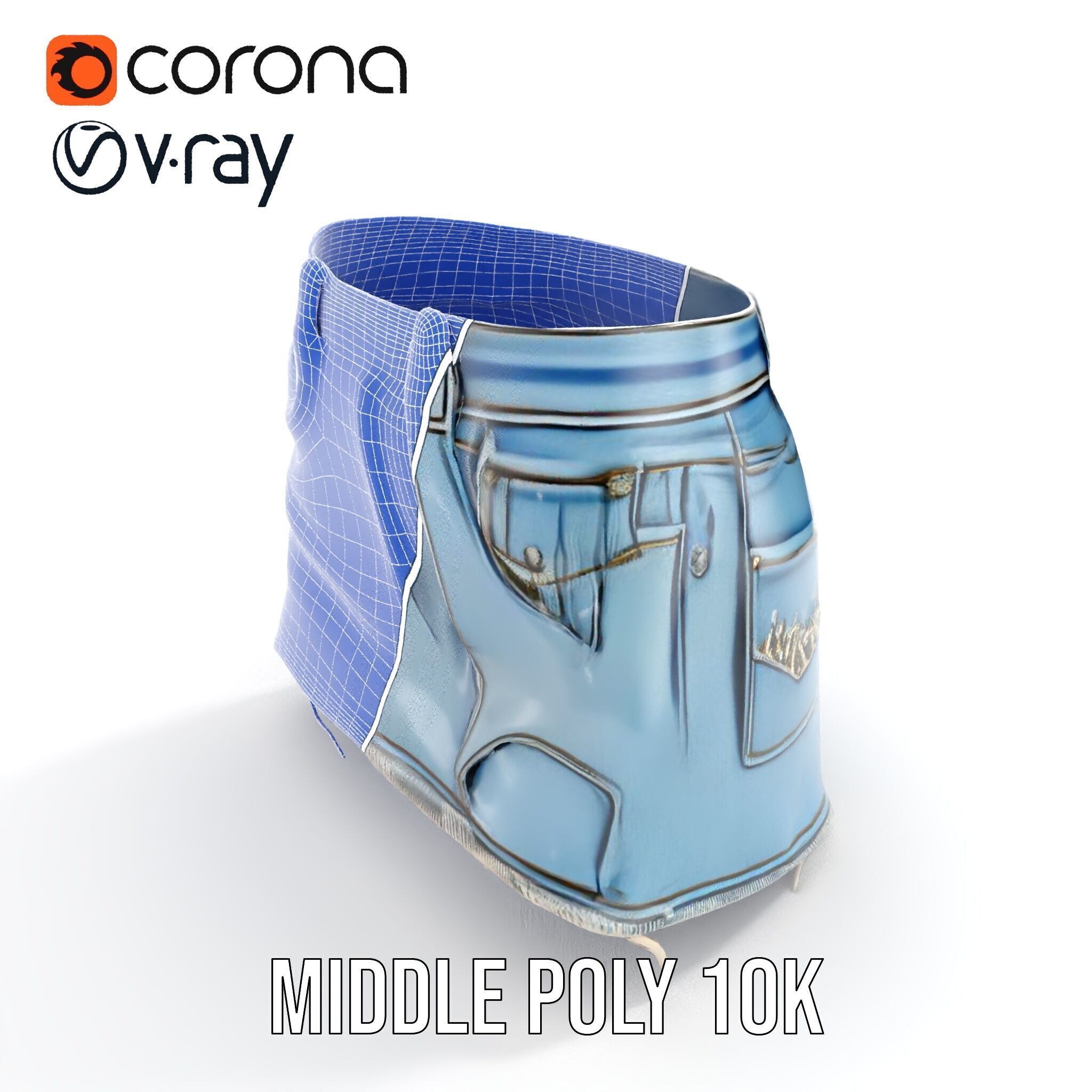 Denim Skirt with Rhinestones Model Pack Low-poly 3D model_17