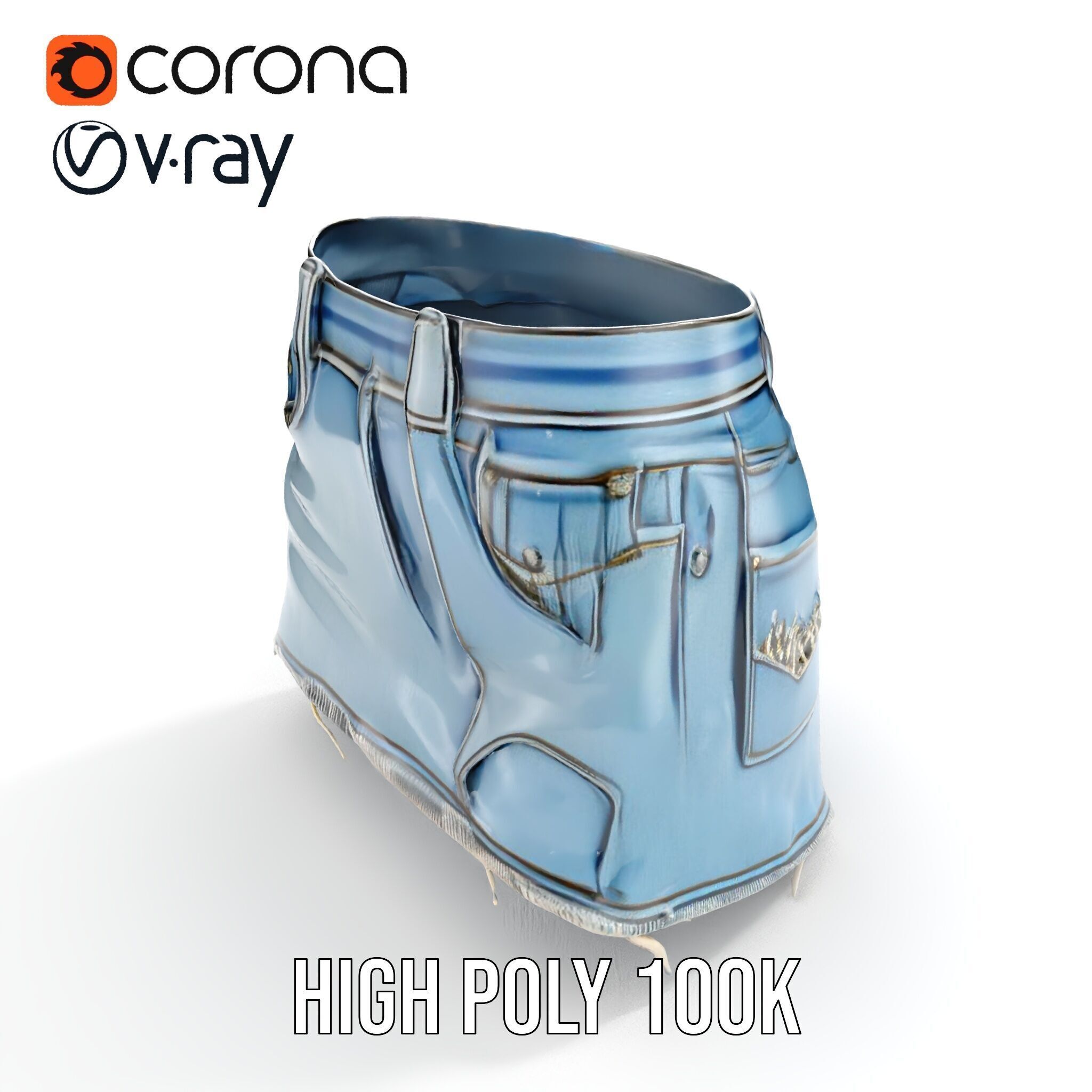 Denim Skirt with Rhinestones Model Pack Low-poly 3D model_24