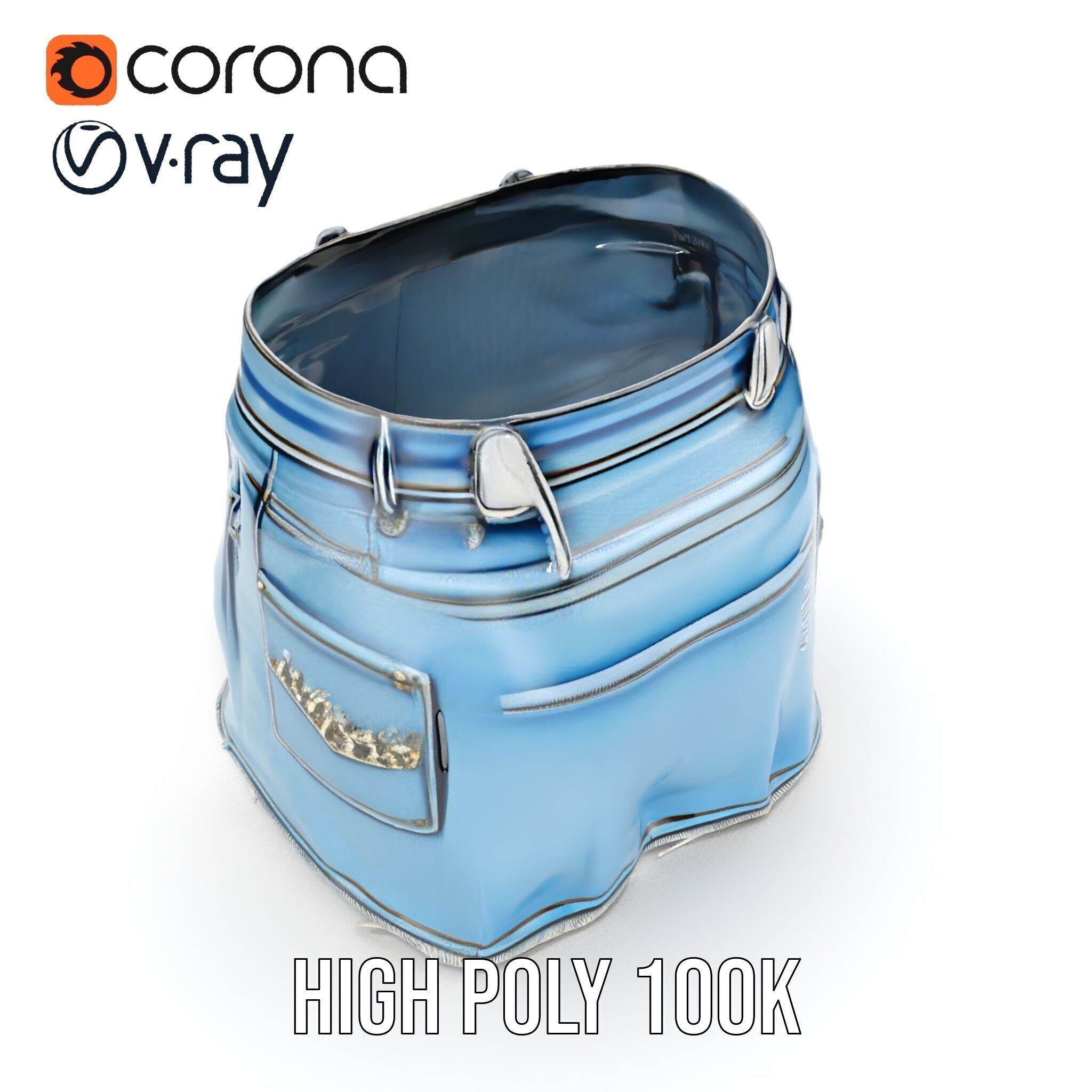 Denim Skirt with Rhinestones Model Pack Low-poly 3D model_30