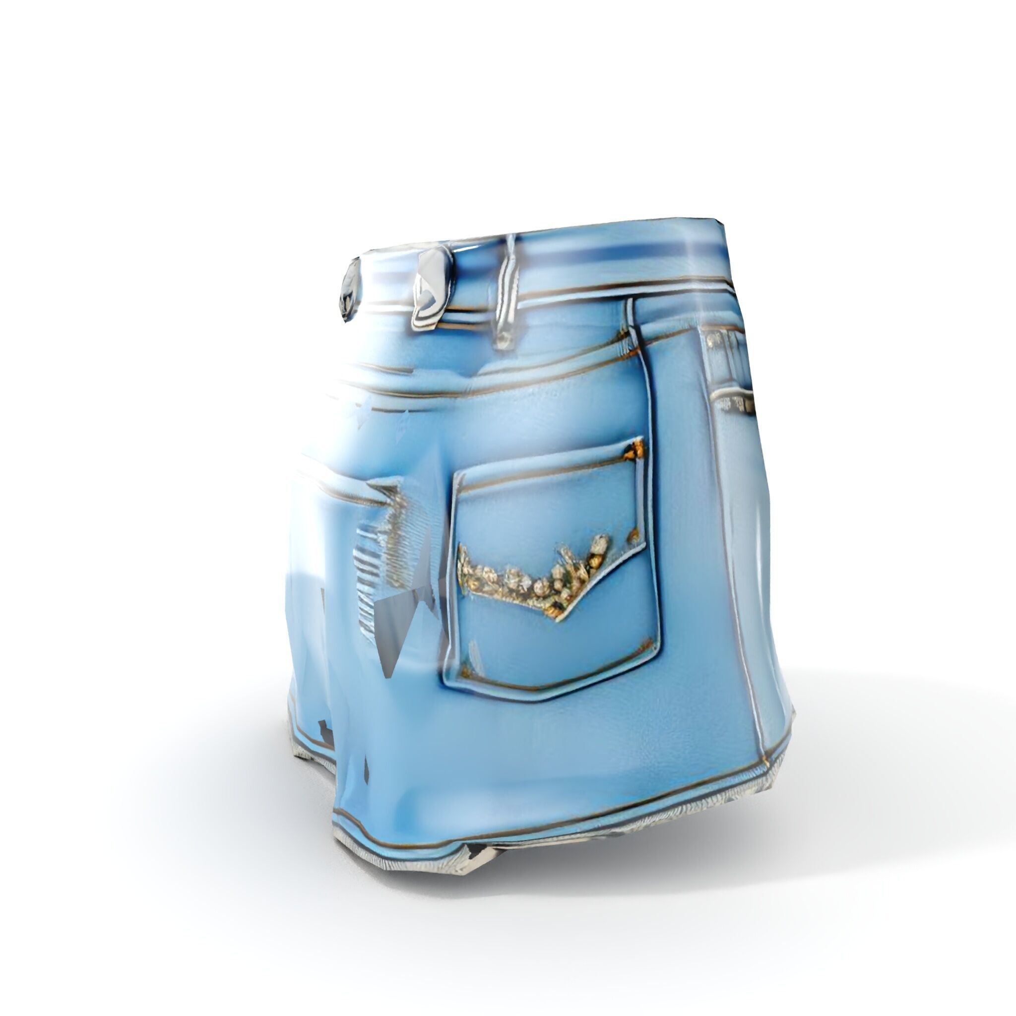 Denim Skirt with Rhinestones Model Pack Low-poly 3D model_7