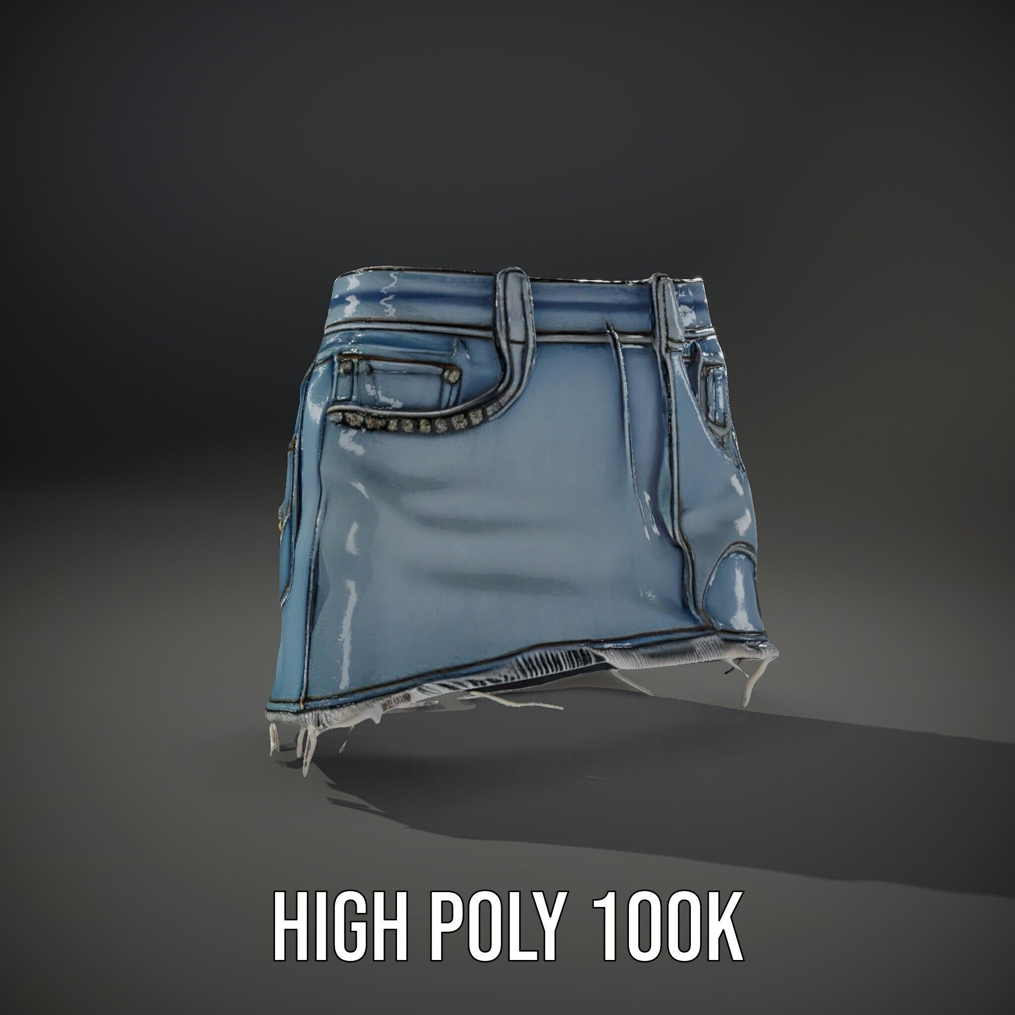 Denim Skirt with Rhinestones Model Pack Low-poly 3D model_11