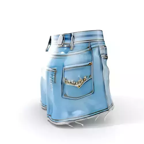 Denim Skirt with Rhinestones Model Pack Low-poly 3D model