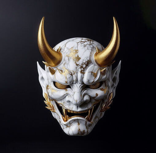 Japanese Imperial Golden Mask Nipponese mask toy 3D print model
