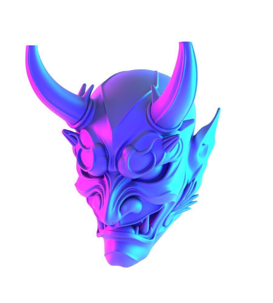 Japanese Imperial Golden Mask Nipponese mask toy 3D print model_2