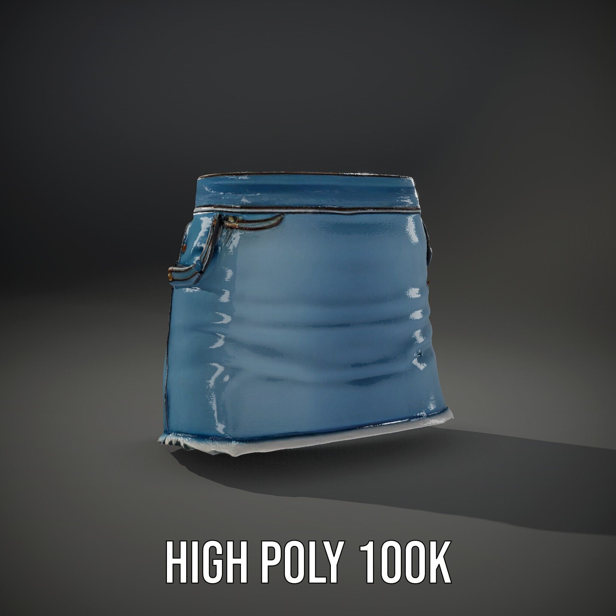 Denim Skirt Model Pack with Textured Details Low-poly 3D model_14