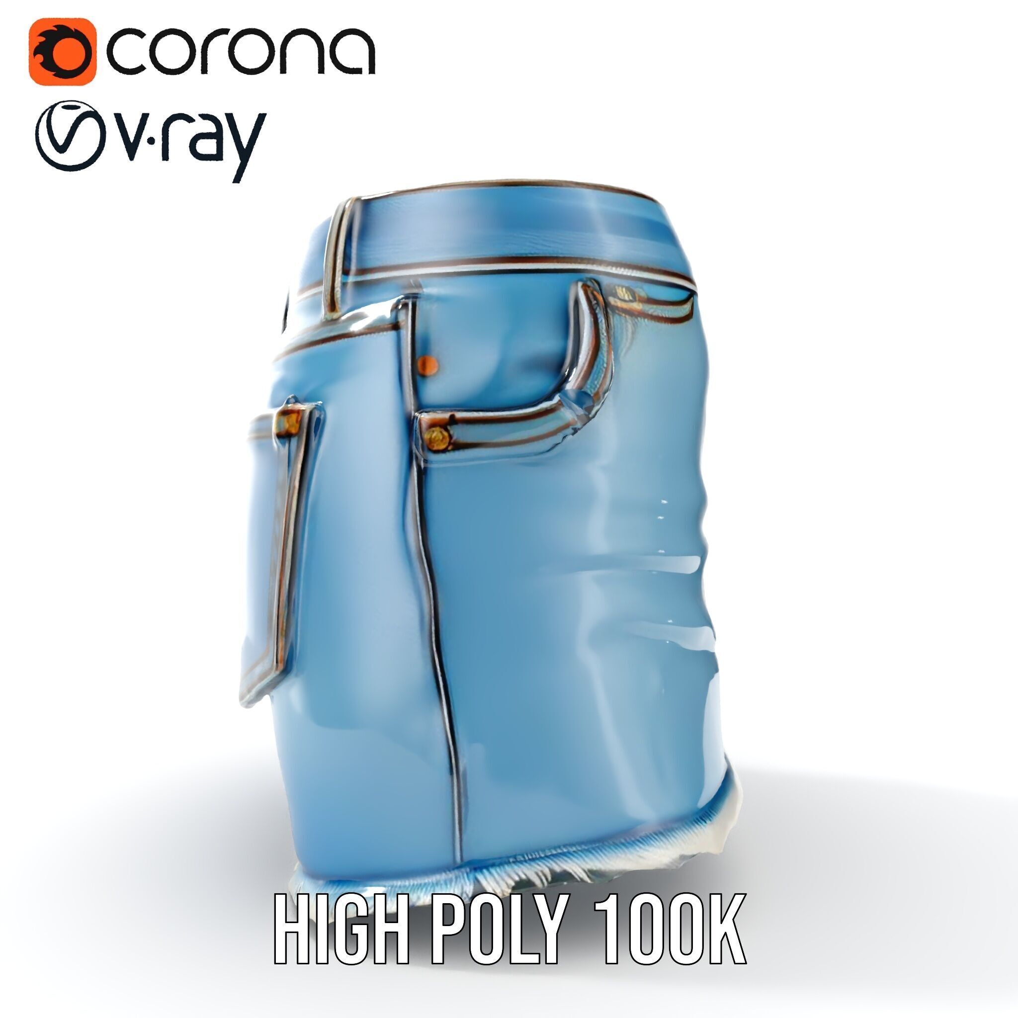 Denim Skirt Model Pack with Textured Details Low-poly 3D model_24