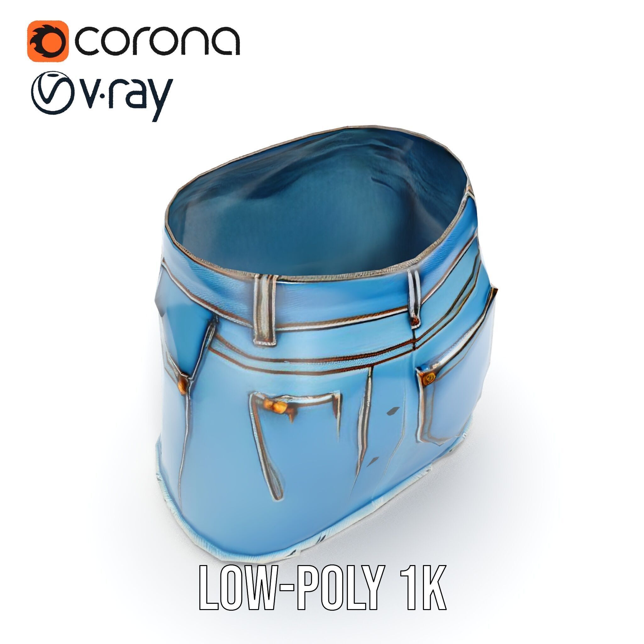 Denim Skirt Model Pack with Textured Details Low-poly 3D model_23