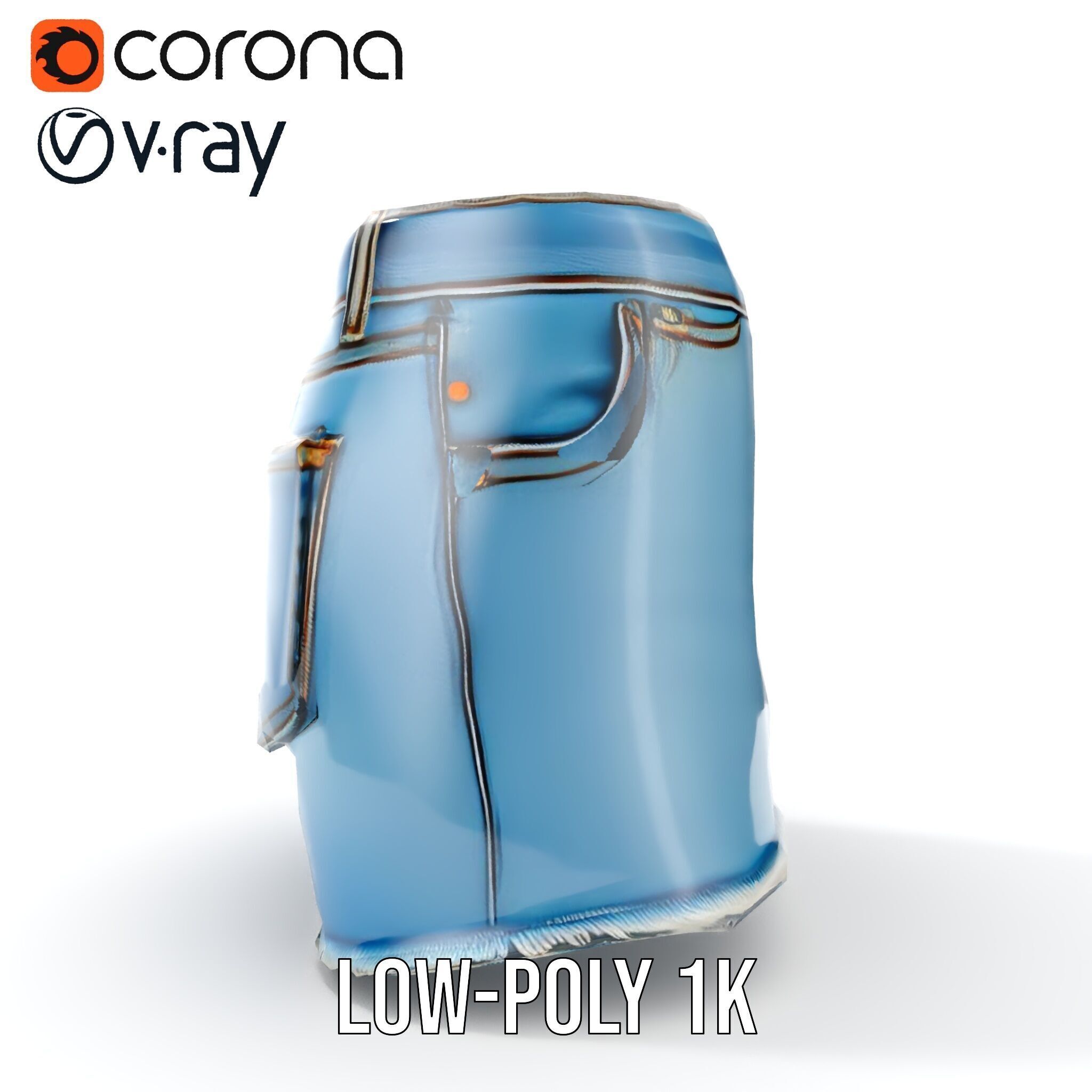 Denim Skirt Model Pack with Textured Details Low-poly 3D model_7