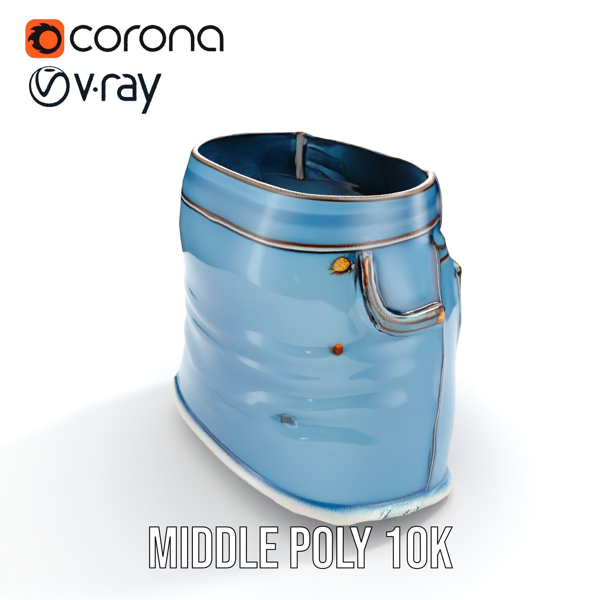 Denim Skirt Model Pack with Textured Details Low-poly 3D model_6