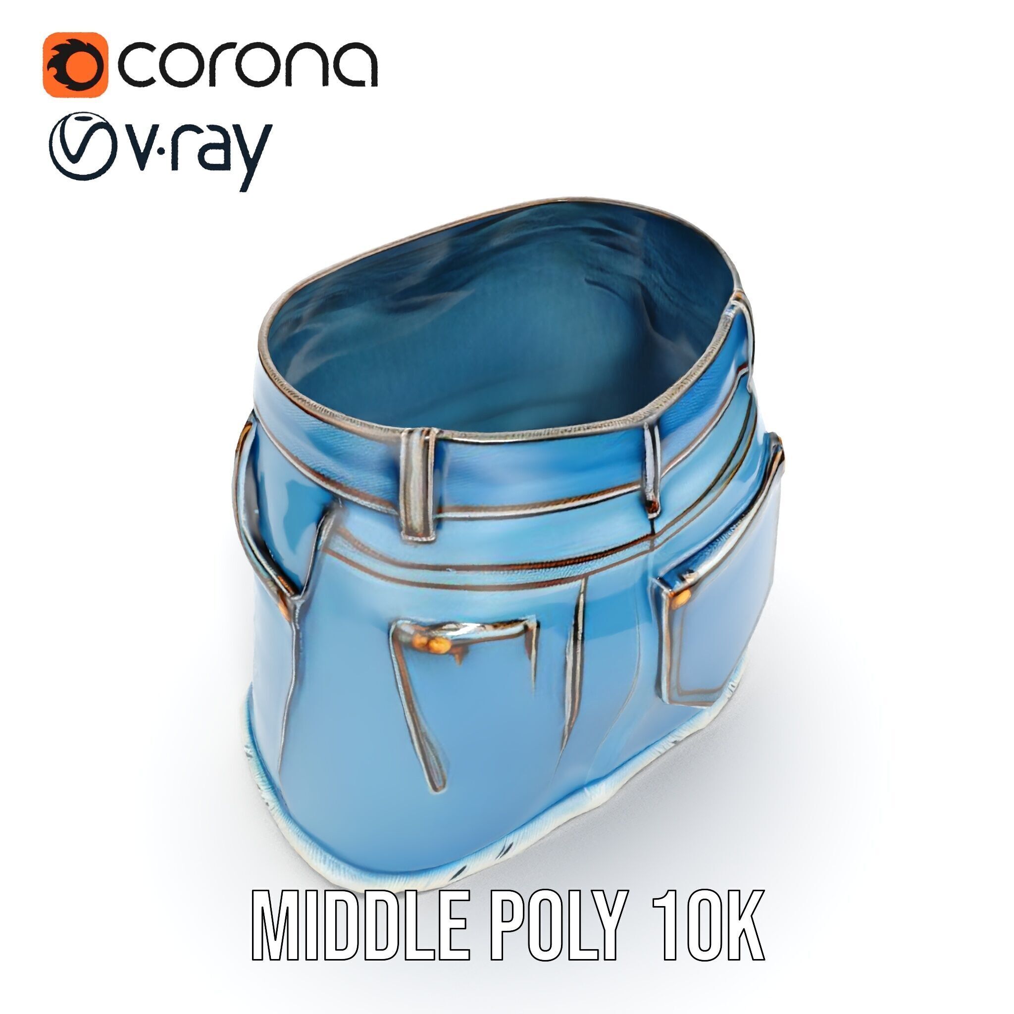 Denim Skirt Model Pack with Textured Details Low-poly 3D model_15