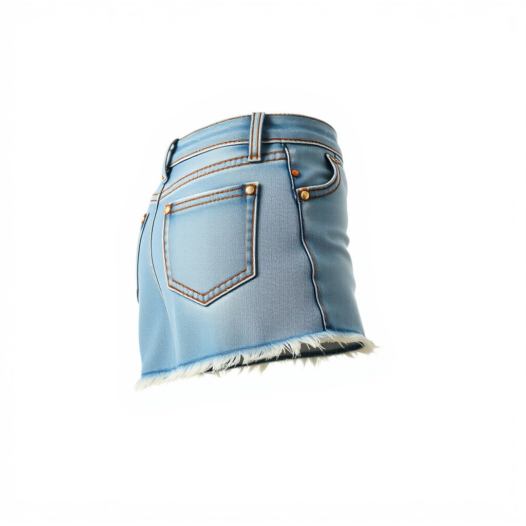 Denim Skirt Model Pack with Textured Details Low-poly 3D model_2