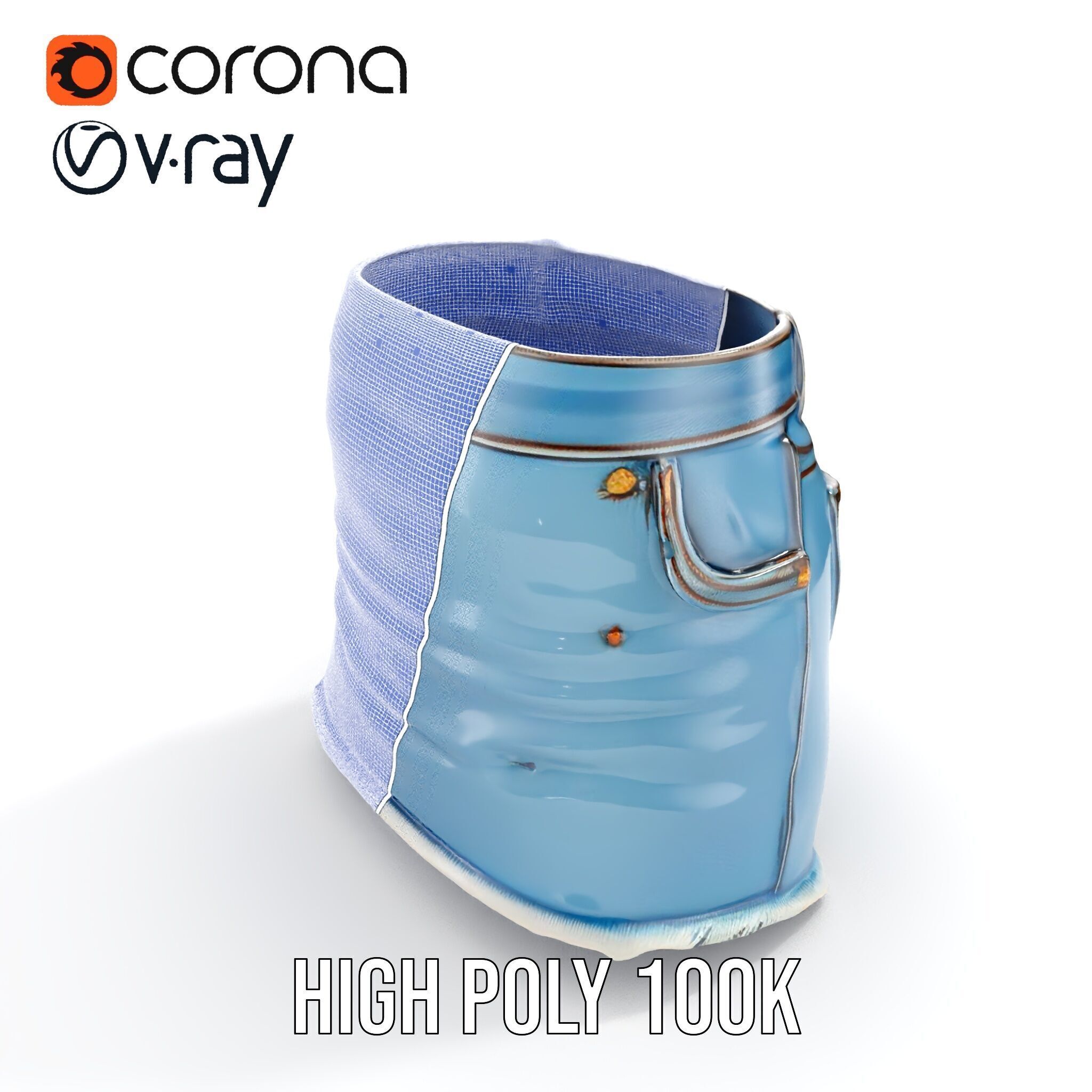 Denim Skirt Model Pack with Textured Details Low-poly 3D model_37