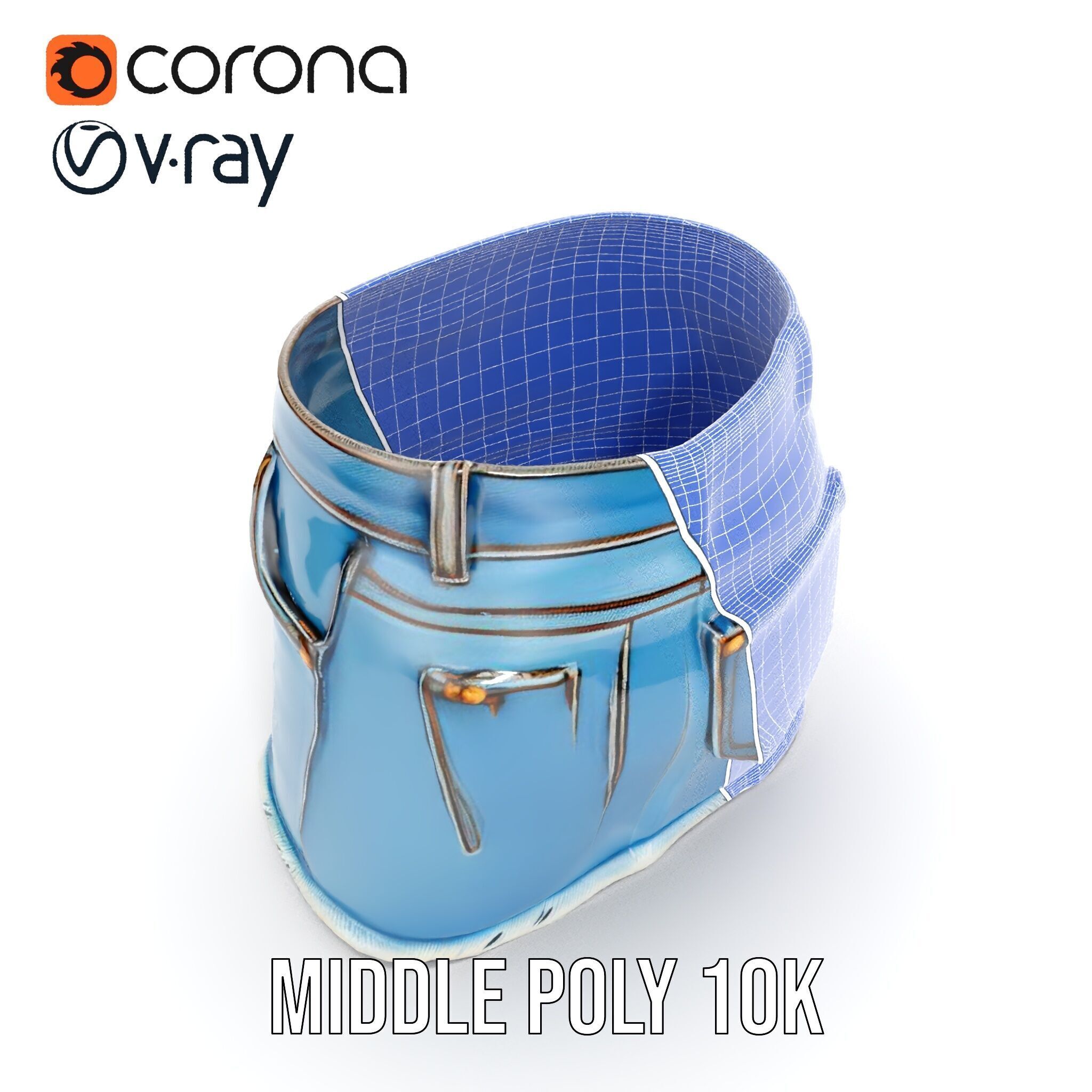 Denim Skirt Model Pack with Textured Details Low-poly 3D model_19