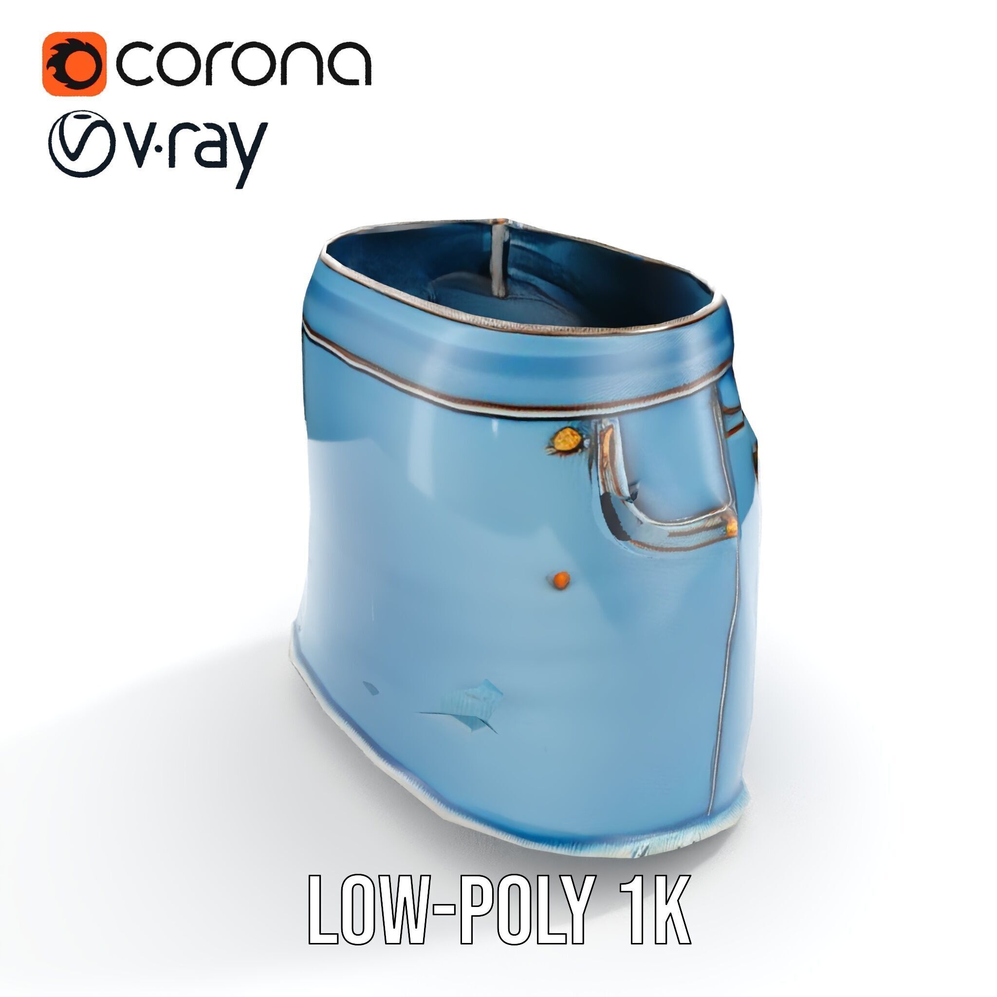 Denim Skirt Model Pack with Textured Details Low-poly 3D model_18