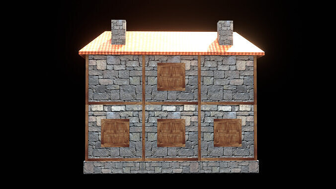medieval house low poly village town residential house  99 Low-poly 3D model 5