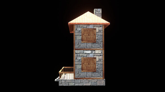 medieval house low poly village town residential house  99 Low-poly 3D model 3
