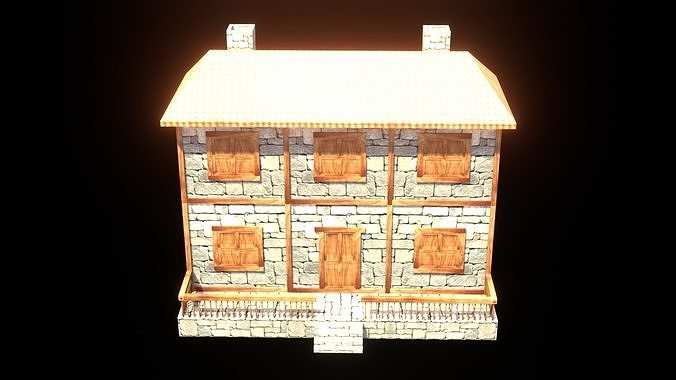 medieval house low poly village town residential house  99 Low-poly 3D model 2