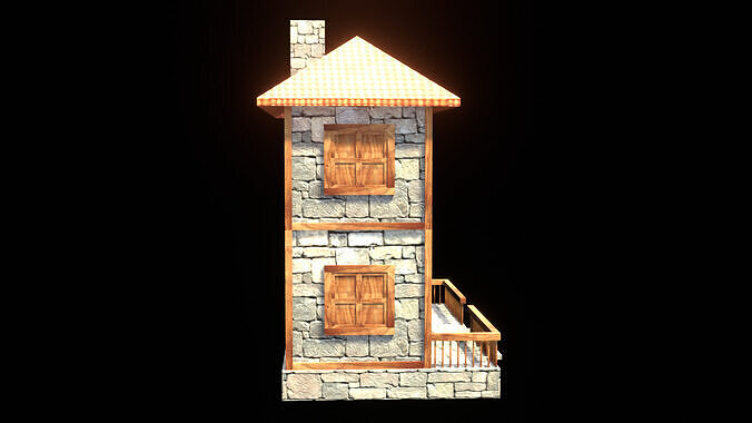 medieval house low poly village town residential house  99 Low-poly 3D model 7