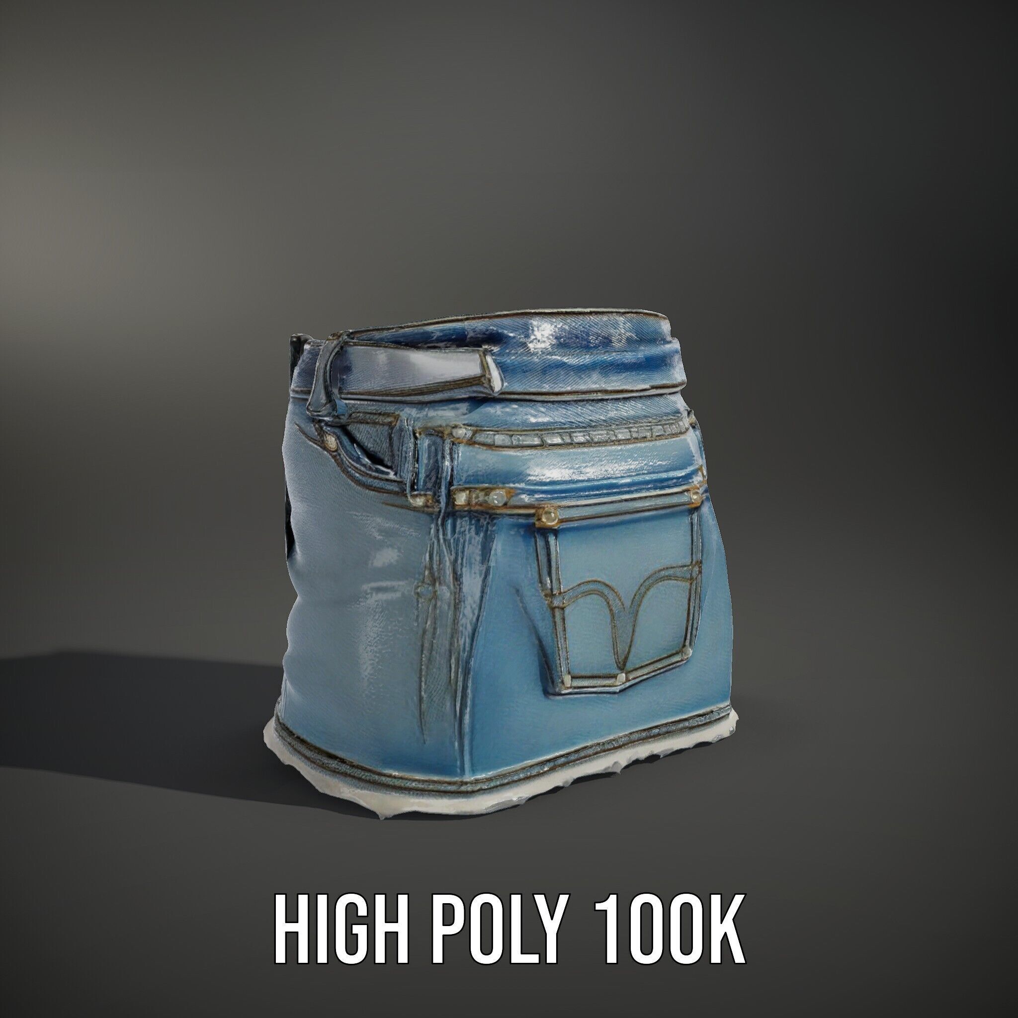 Denim Skirt D Model Pack Low-poly 3D model_11