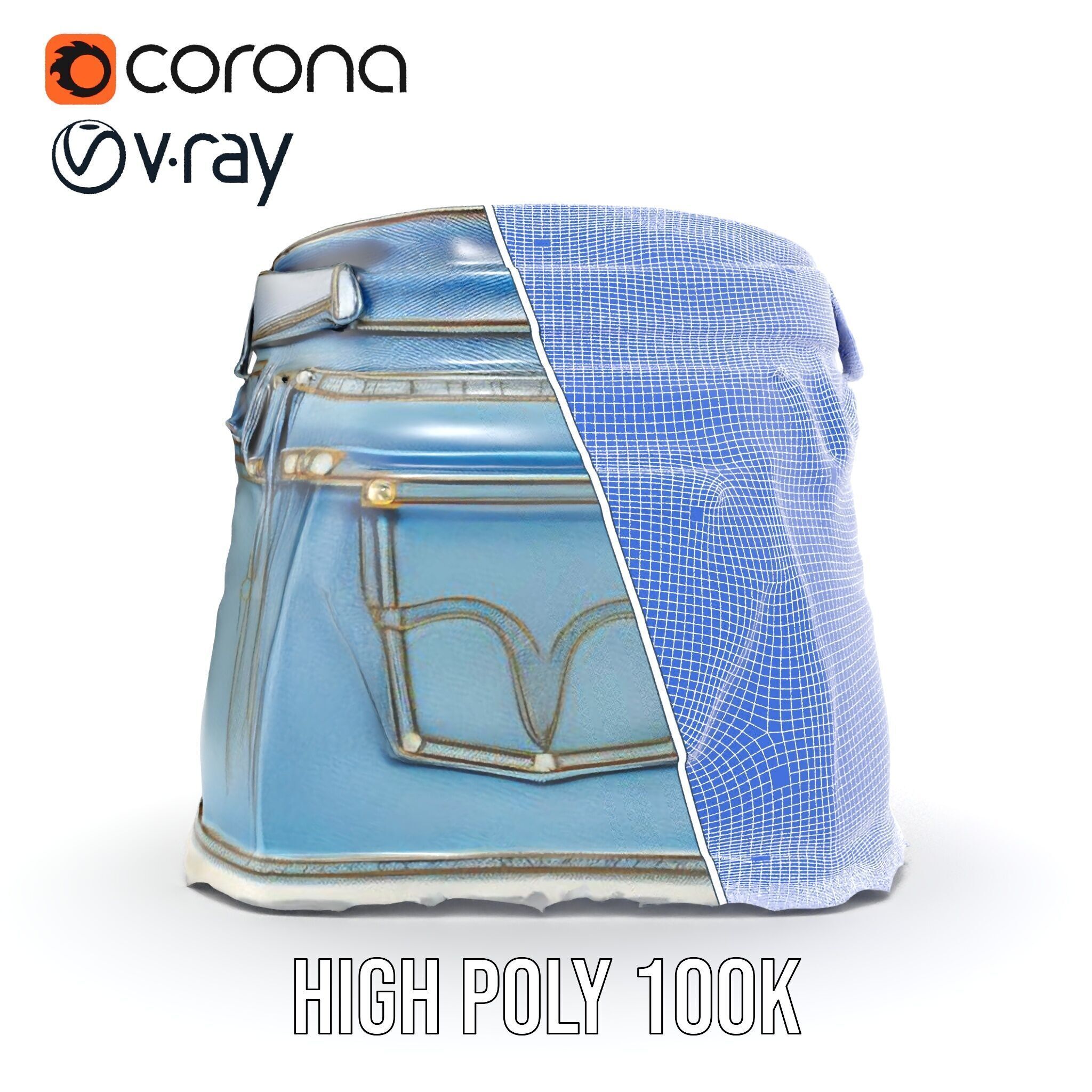 Denim Skirt D Model Pack Low-poly 3D model_37