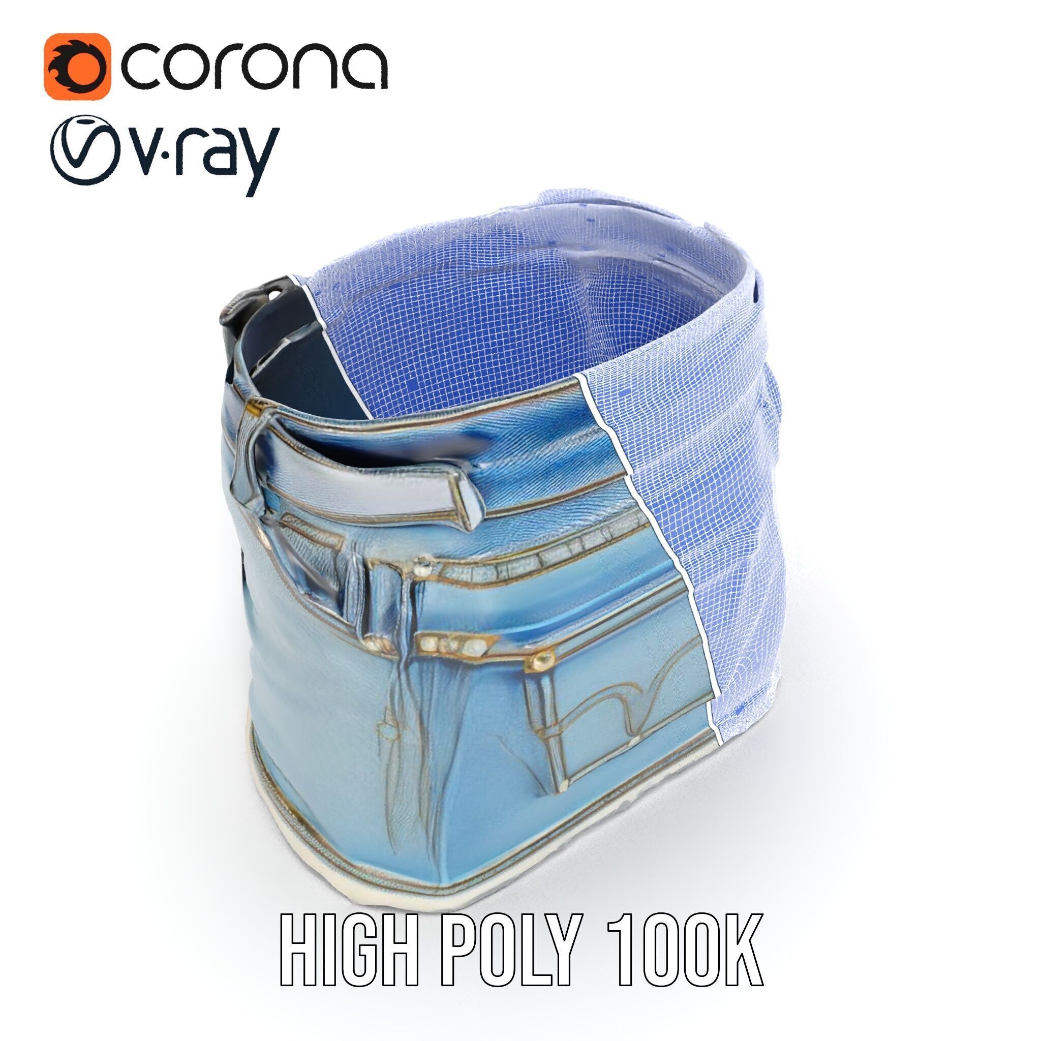 Denim Skirt D Model Pack Low-poly 3D model_36