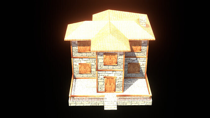 medieval house low poly village town residential house  97 Low-poly 3D model