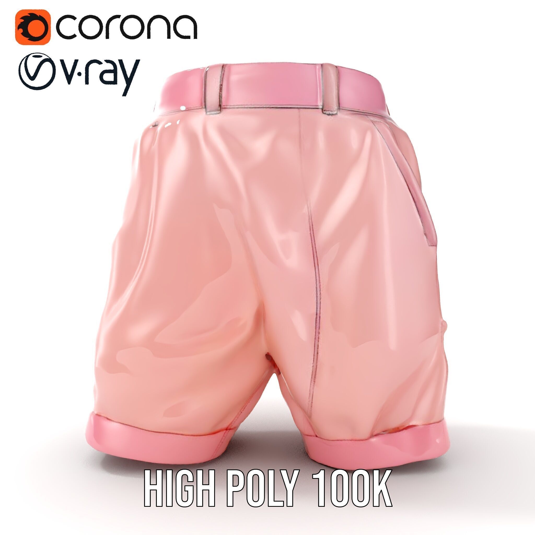 Pink Shorts Clothing Model Pack Low-poly 3D model_27