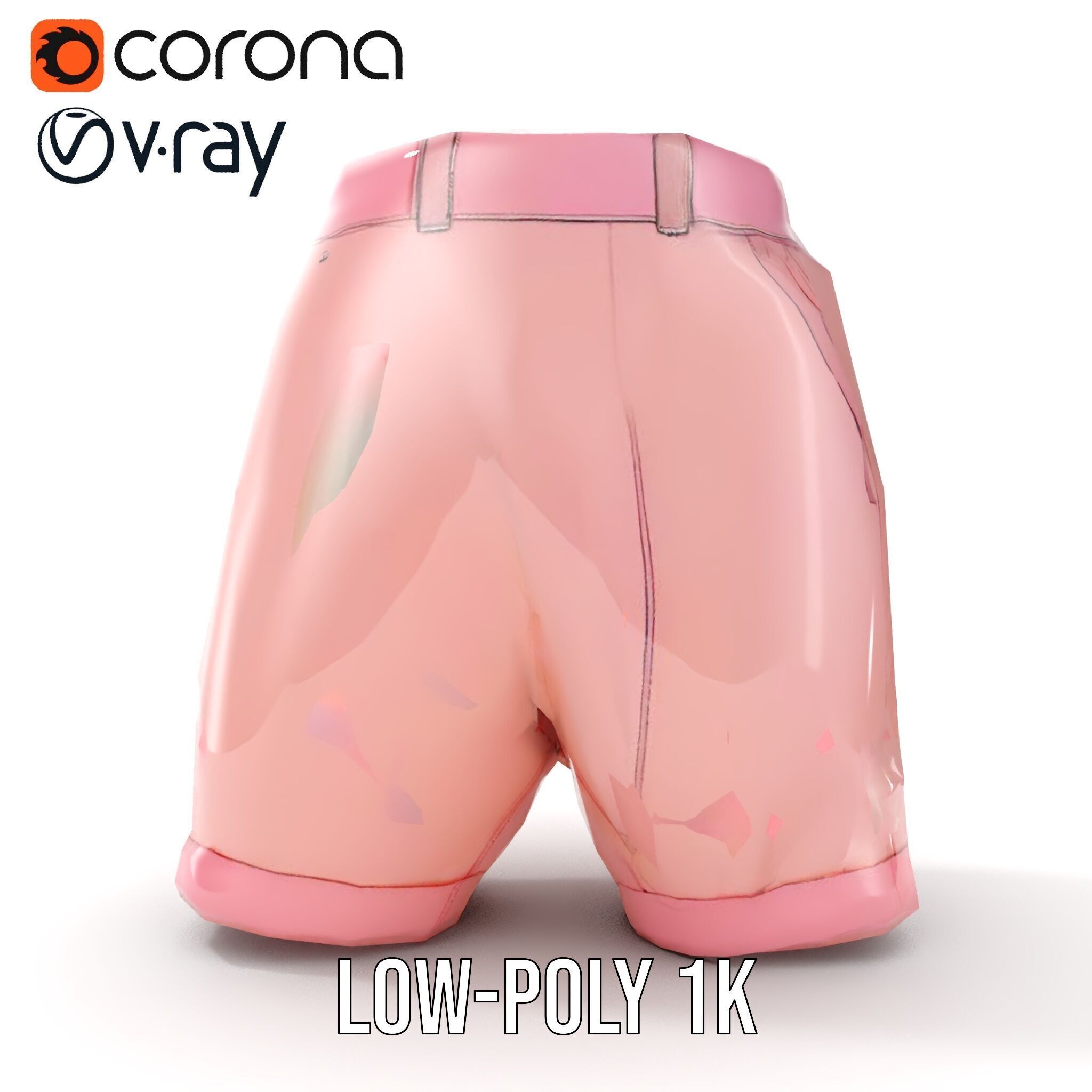Pink Shorts Clothing Model Pack Low-poly 3D model_21