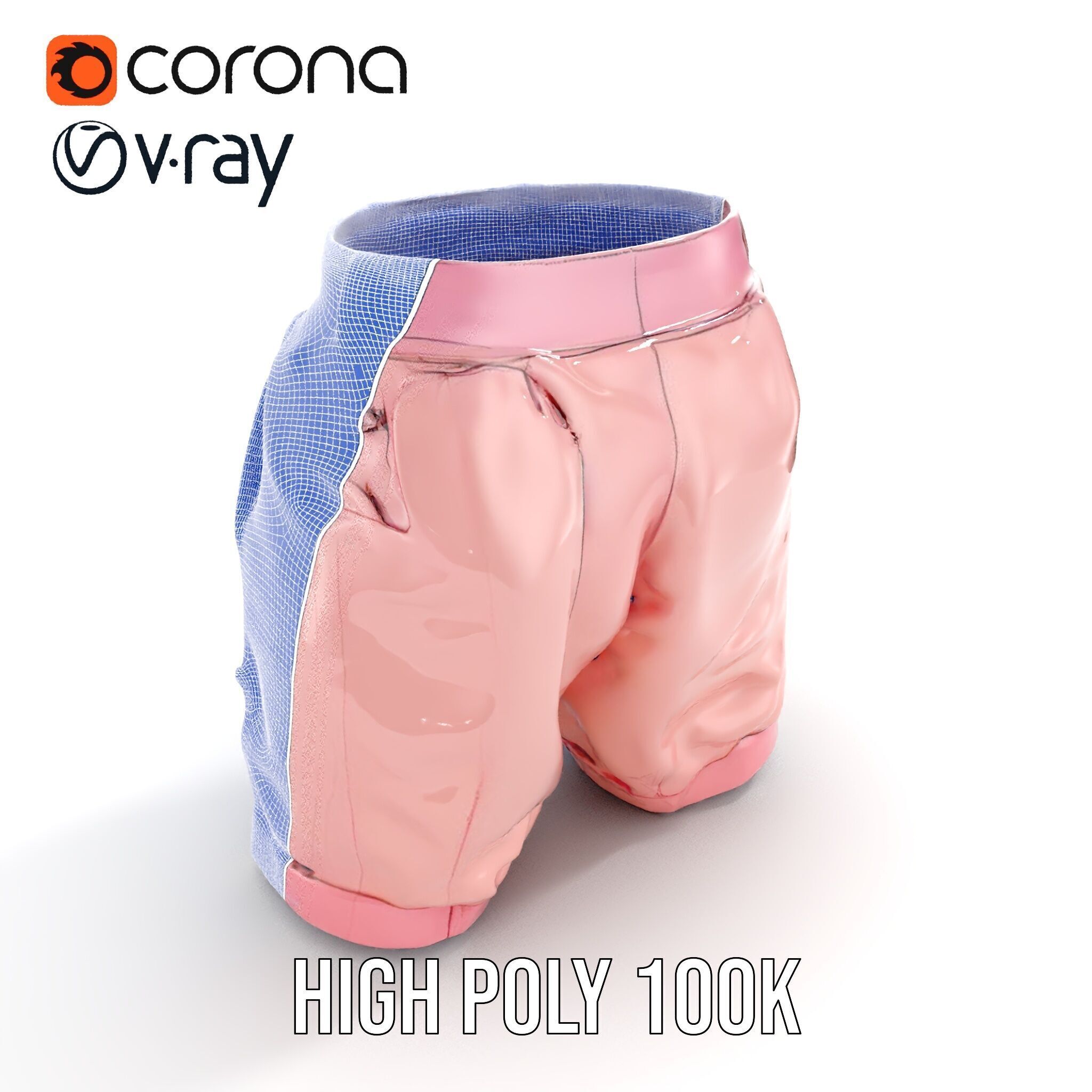 Pink Shorts Clothing Model Pack Low-poly 3D model_30