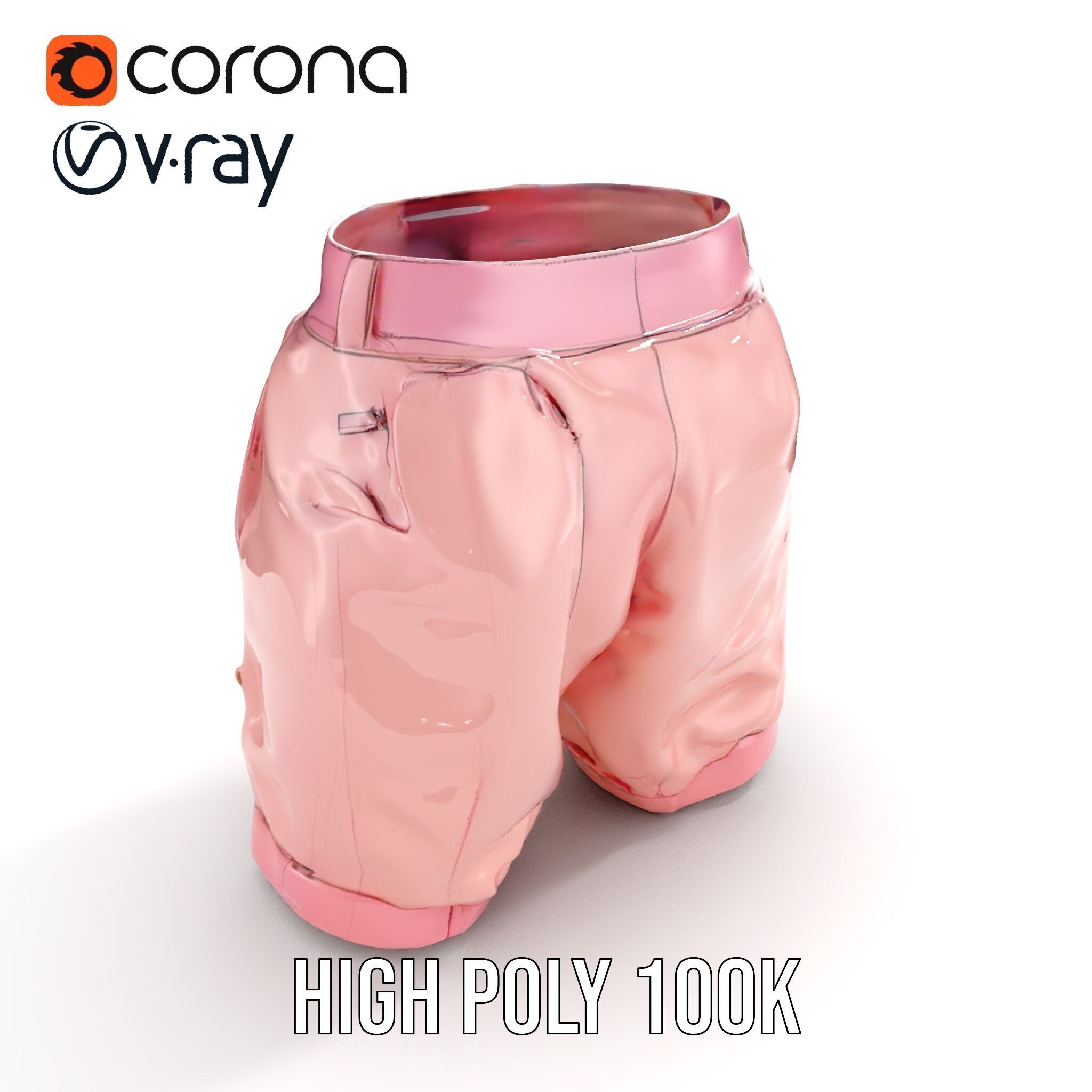 Pink Shorts Clothing Model Pack Low-poly 3D model_19
