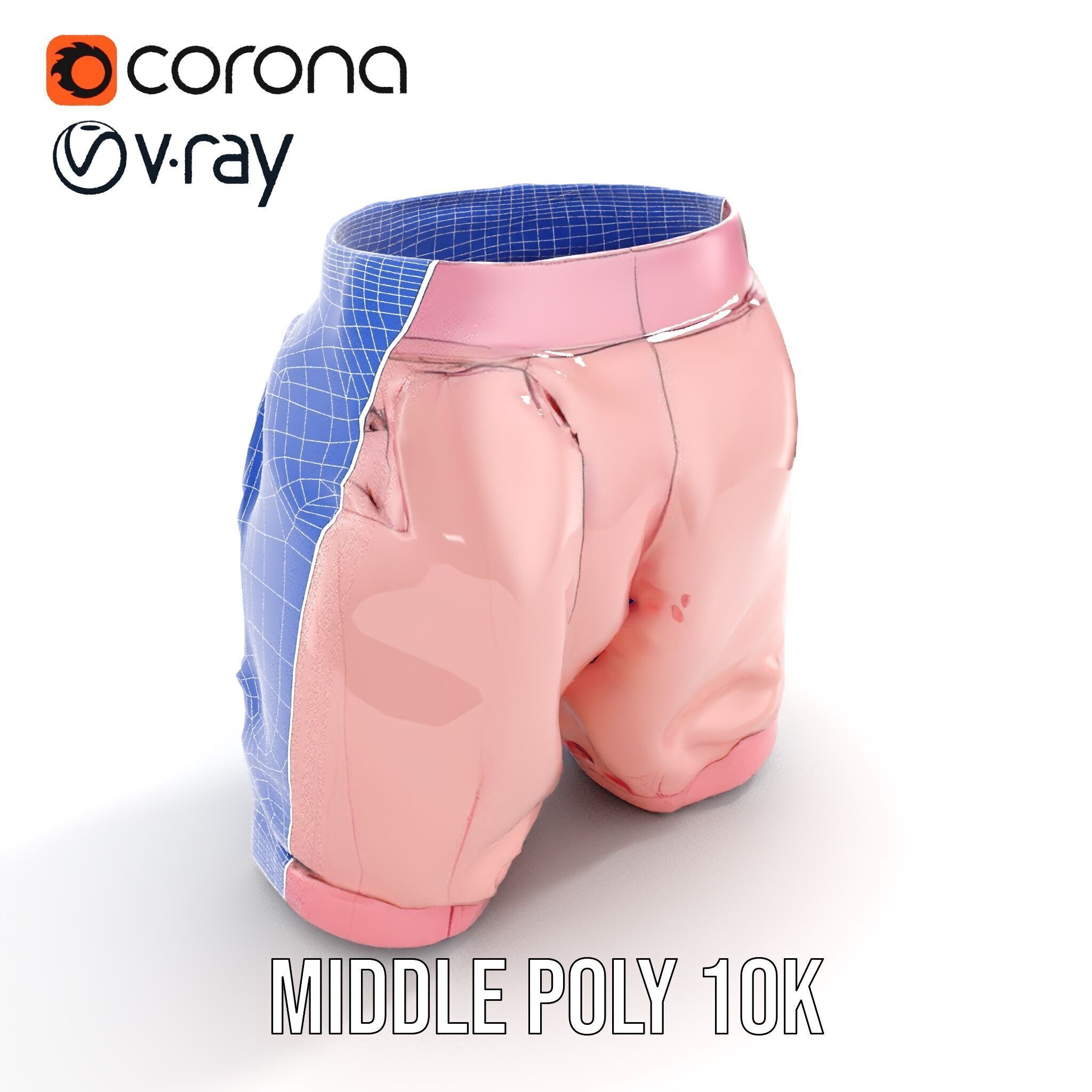 Pink Shorts Clothing Model Pack Low-poly 3D model_22