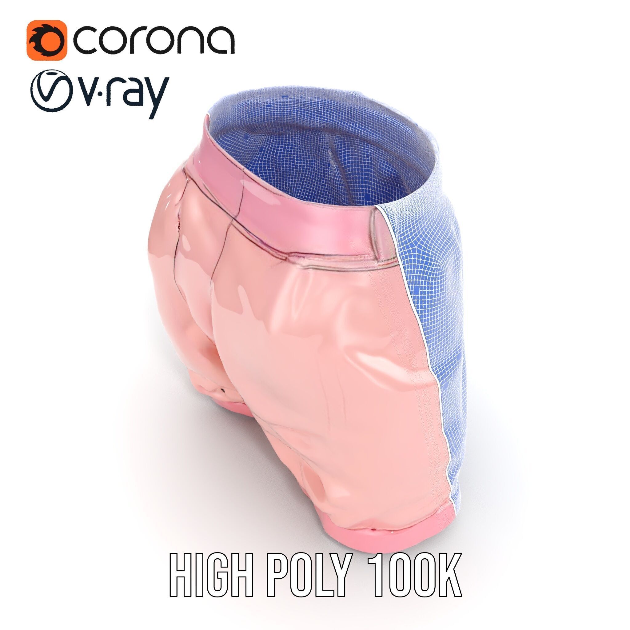 Pink Shorts Clothing Model Pack Low-poly 3D model_37