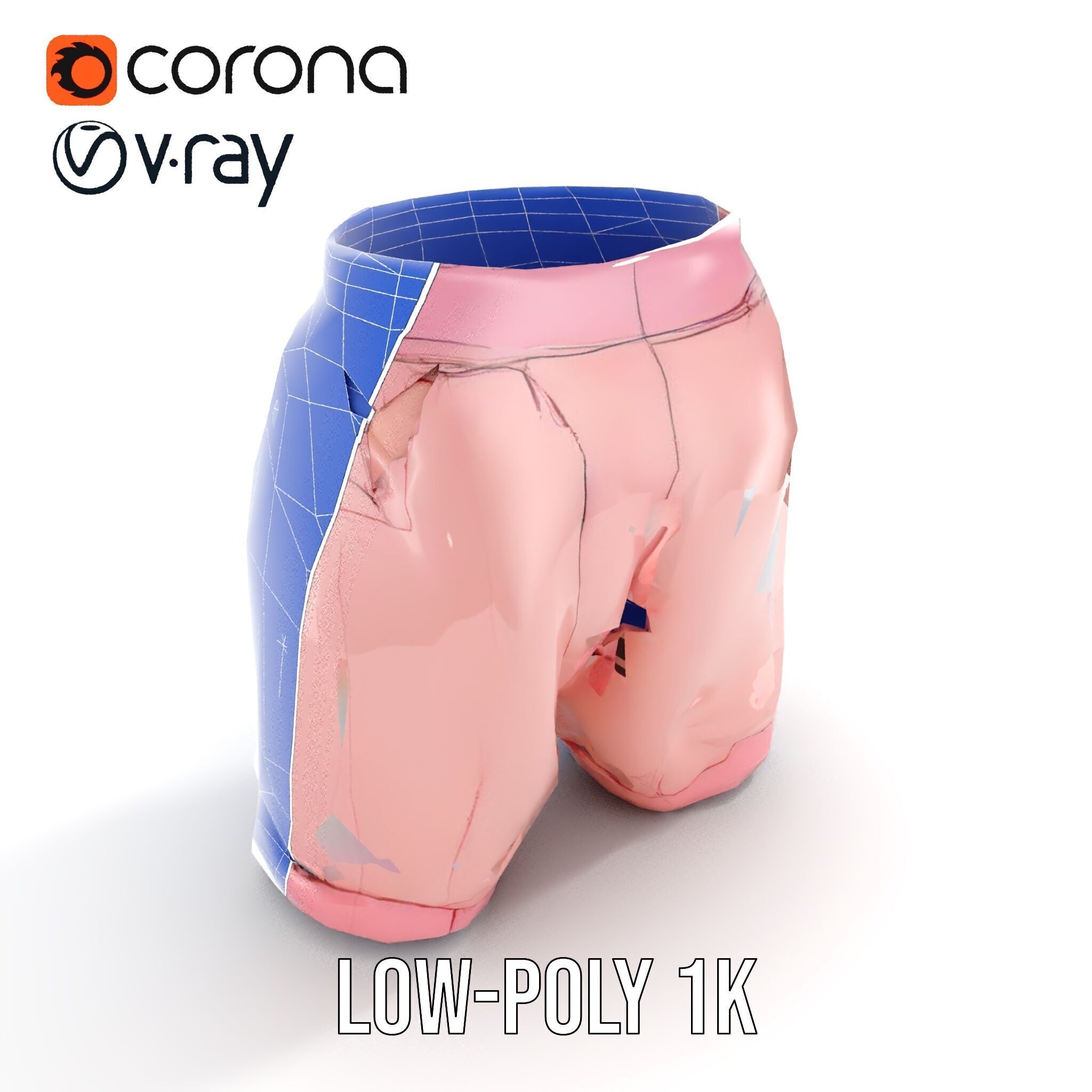 Pink Shorts Clothing Model Pack Low-poly 3D model_23