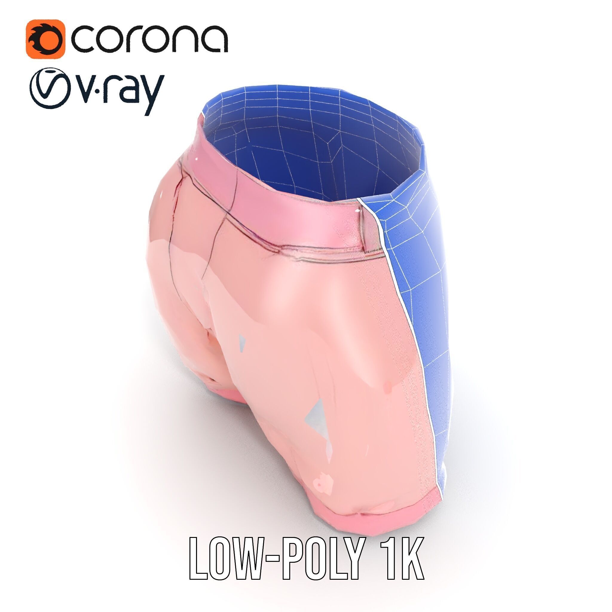 Pink Shorts Clothing Model Pack Low-poly 3D model_29