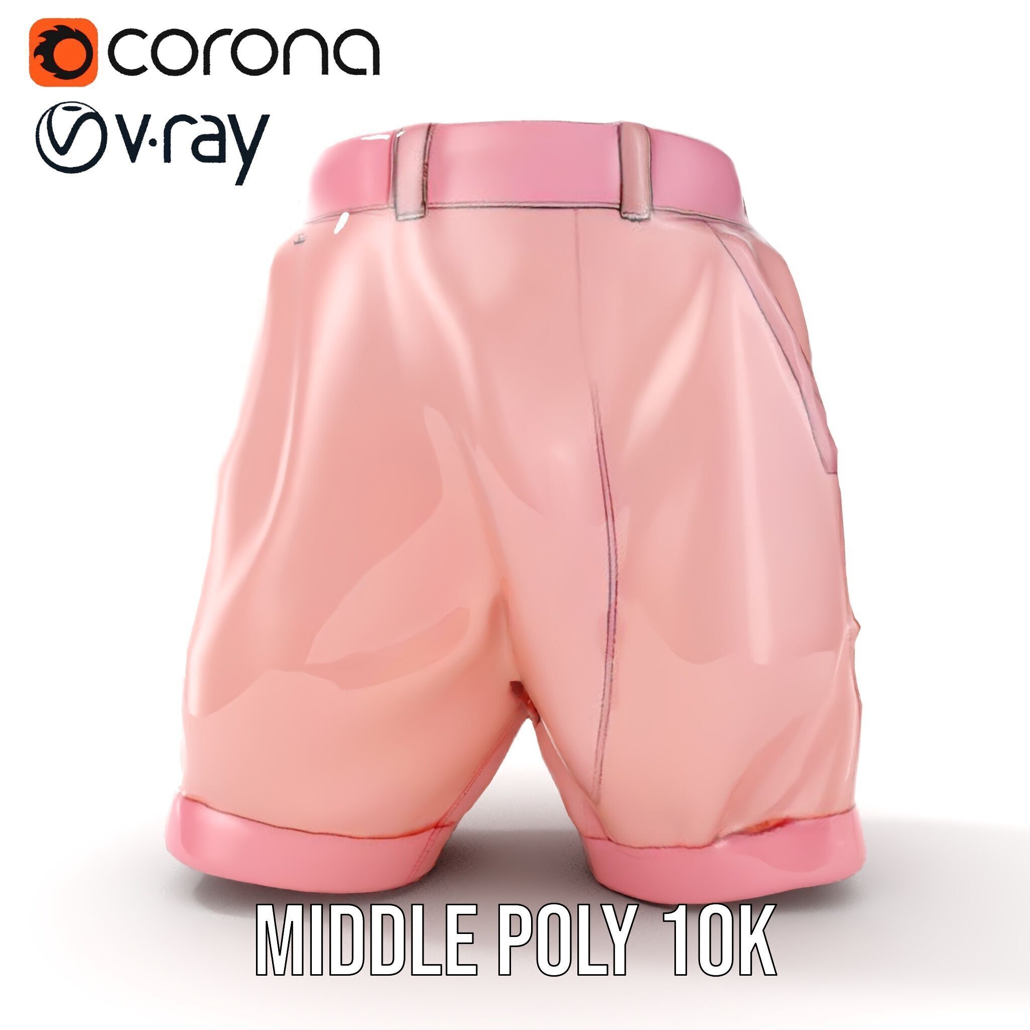 Pink Shorts Clothing Model Pack Low-poly 3D model_12