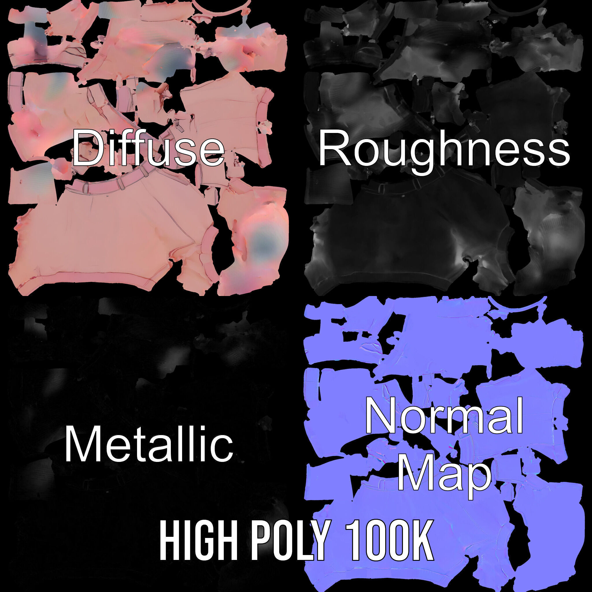 Pink Shorts Clothing Model Pack Low-poly 3D model_3