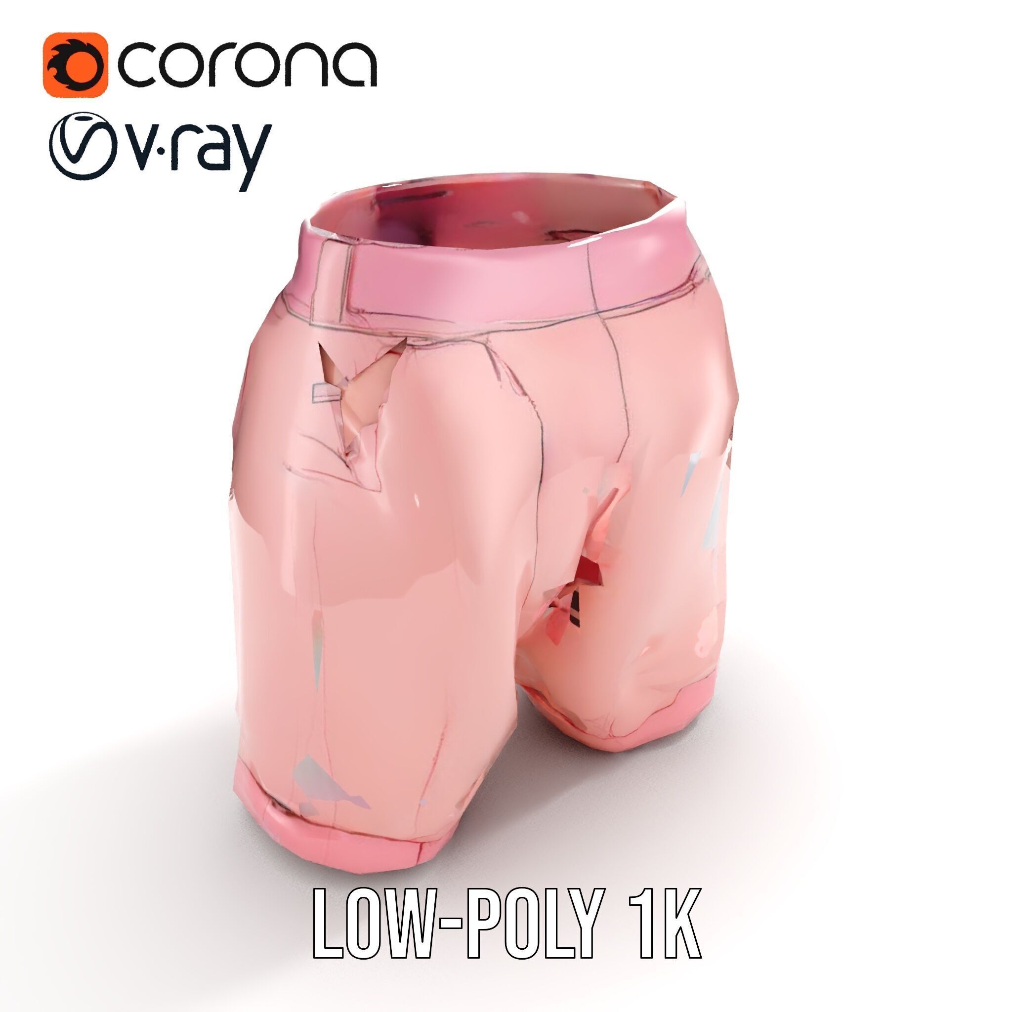 Pink Shorts Clothing Model Pack Low-poly 3D model_16