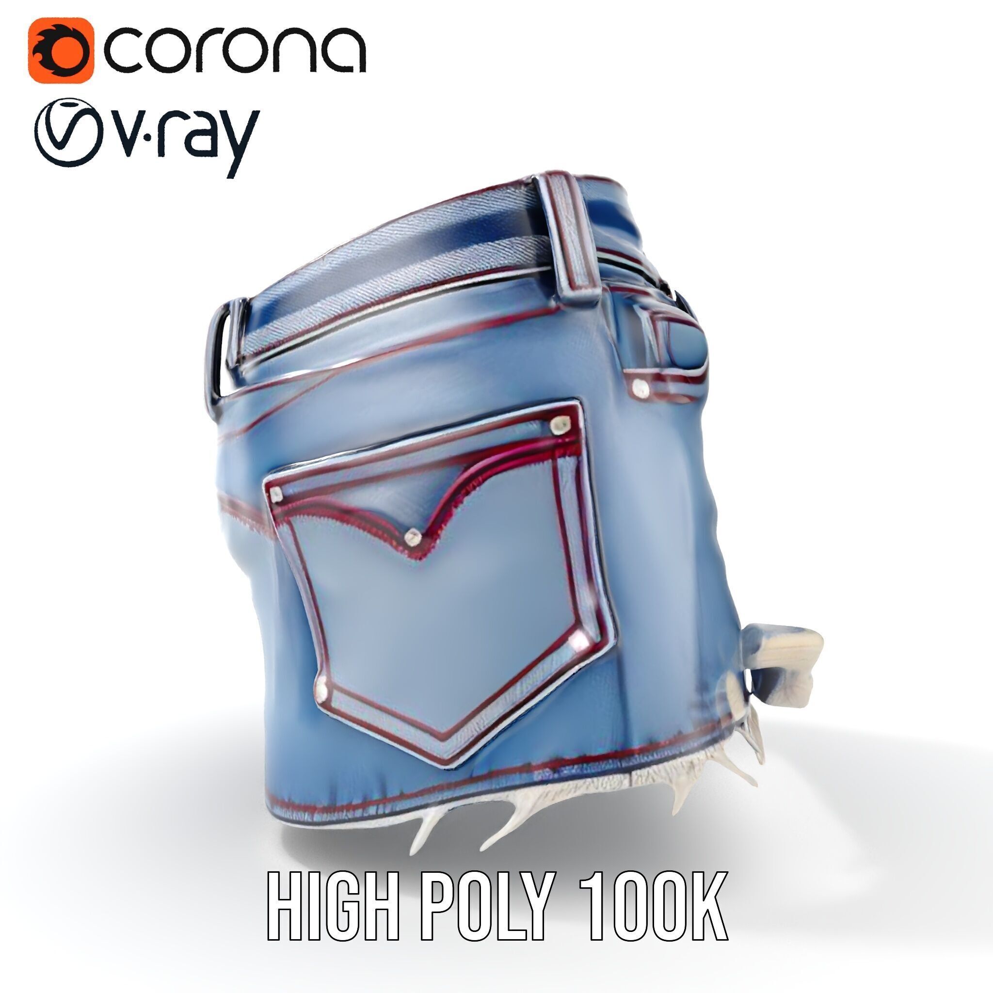 Stylish Denim Skirt Model Pack with Detailed Textures Low-poly 3D model_33