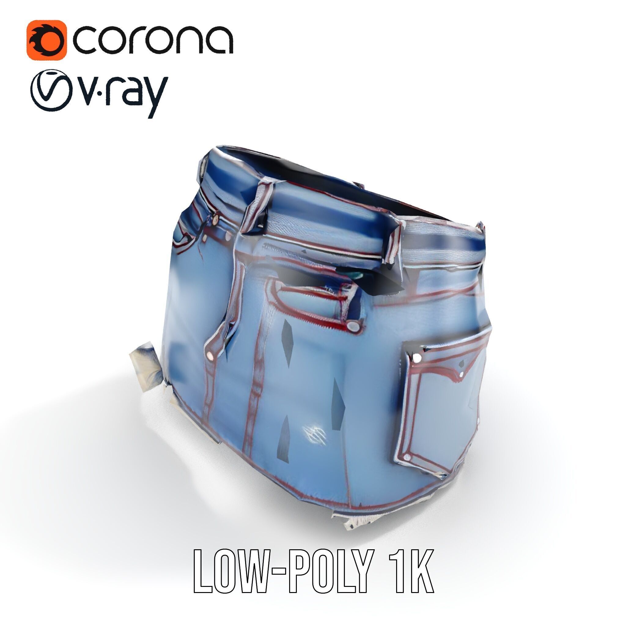 Stylish Denim Skirt Model Pack with Detailed Textures Low-poly 3D model_10