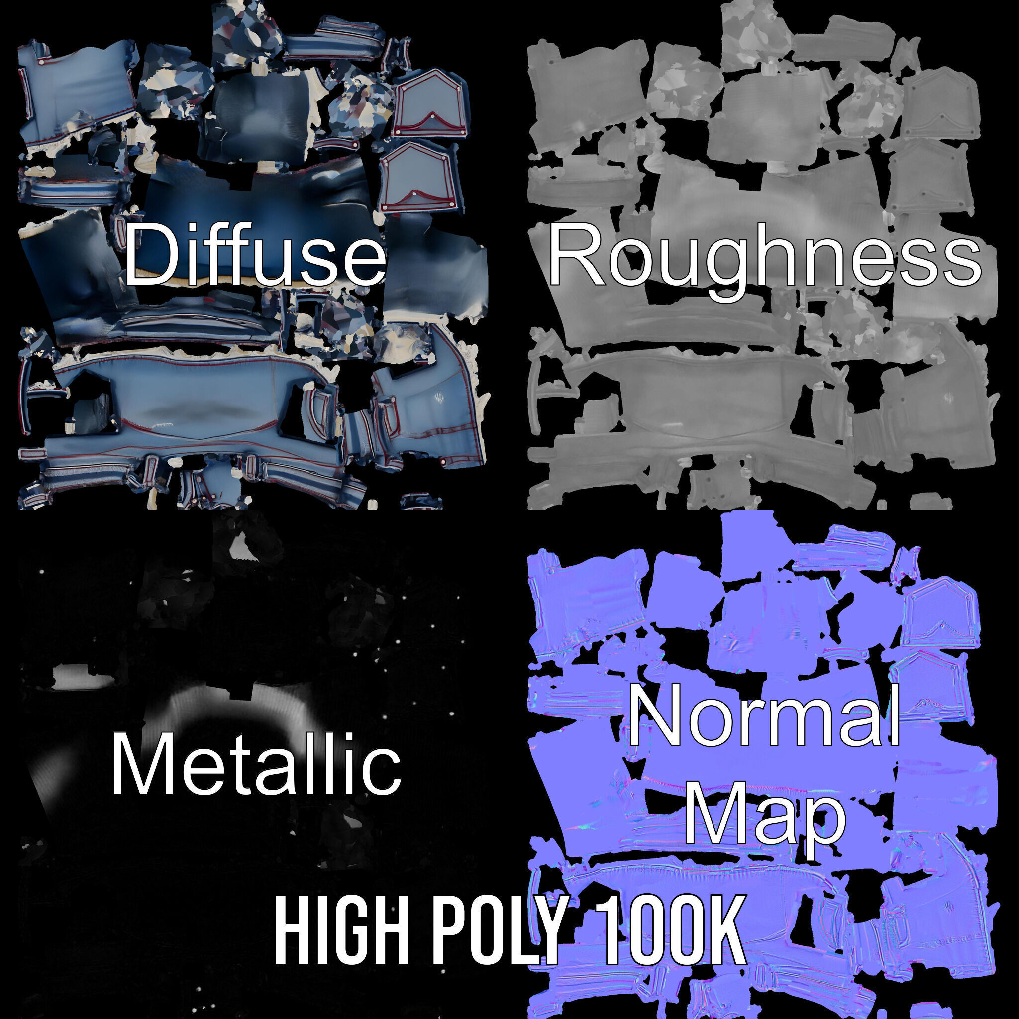 Stylish Denim Skirt Model Pack with Detailed Textures Low-poly 3D model_3