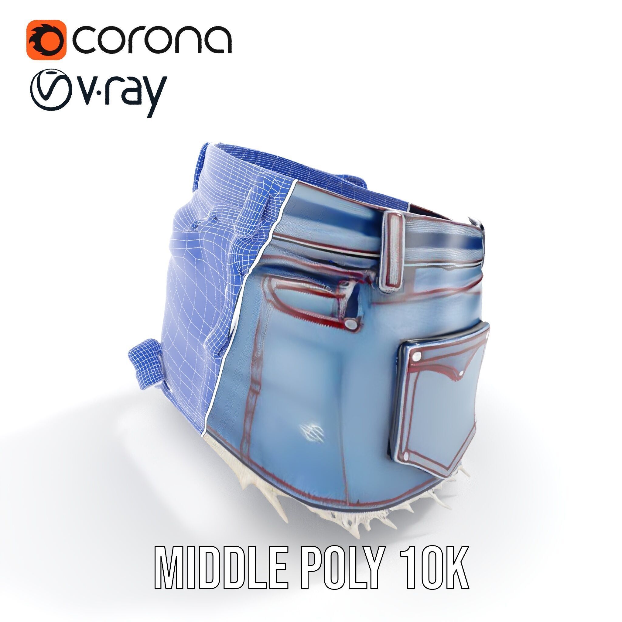 Stylish Denim Skirt Model Pack with Detailed Textures Low-poly 3D model_22