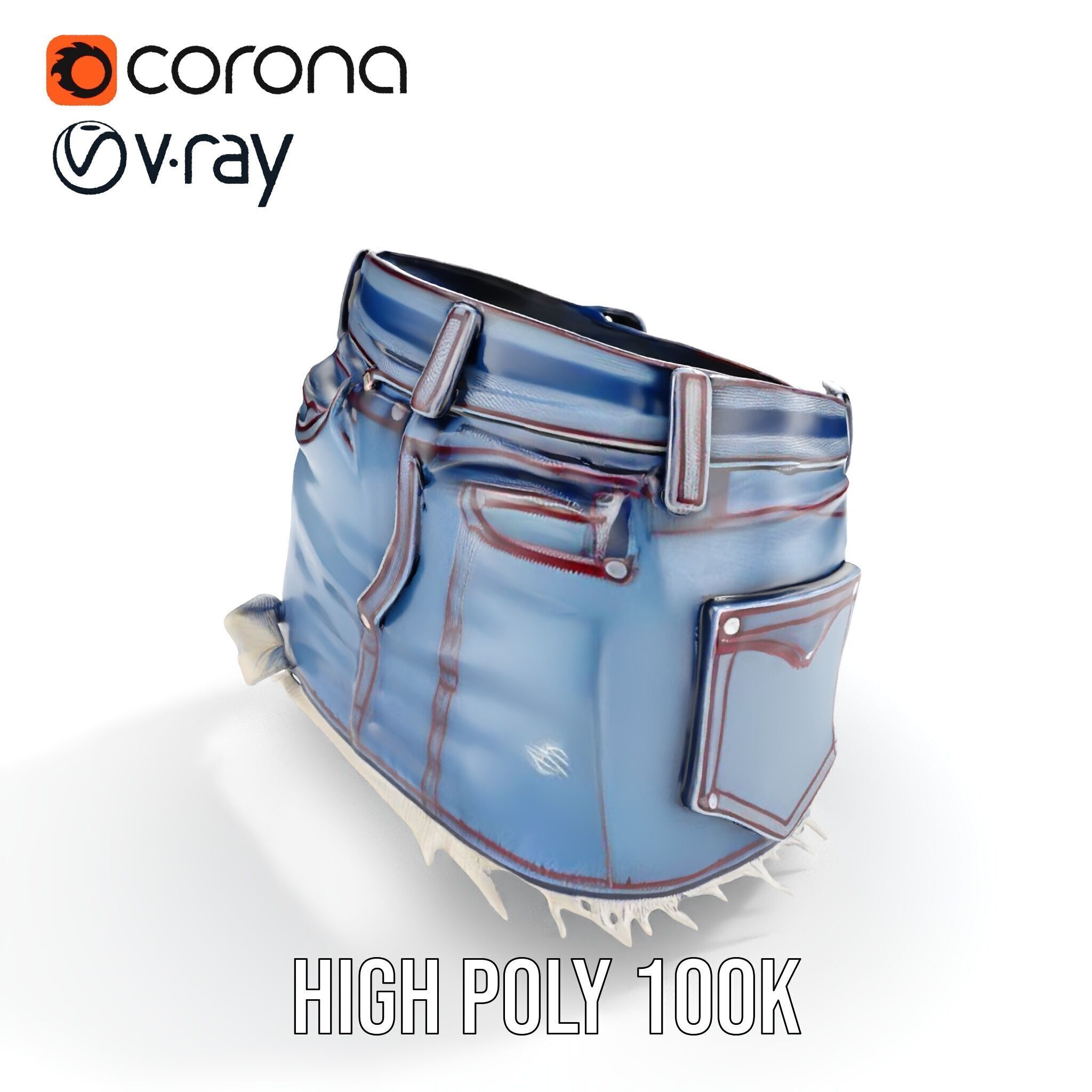 Stylish Denim Skirt Model Pack with Detailed Textures Low-poly 3D model_19